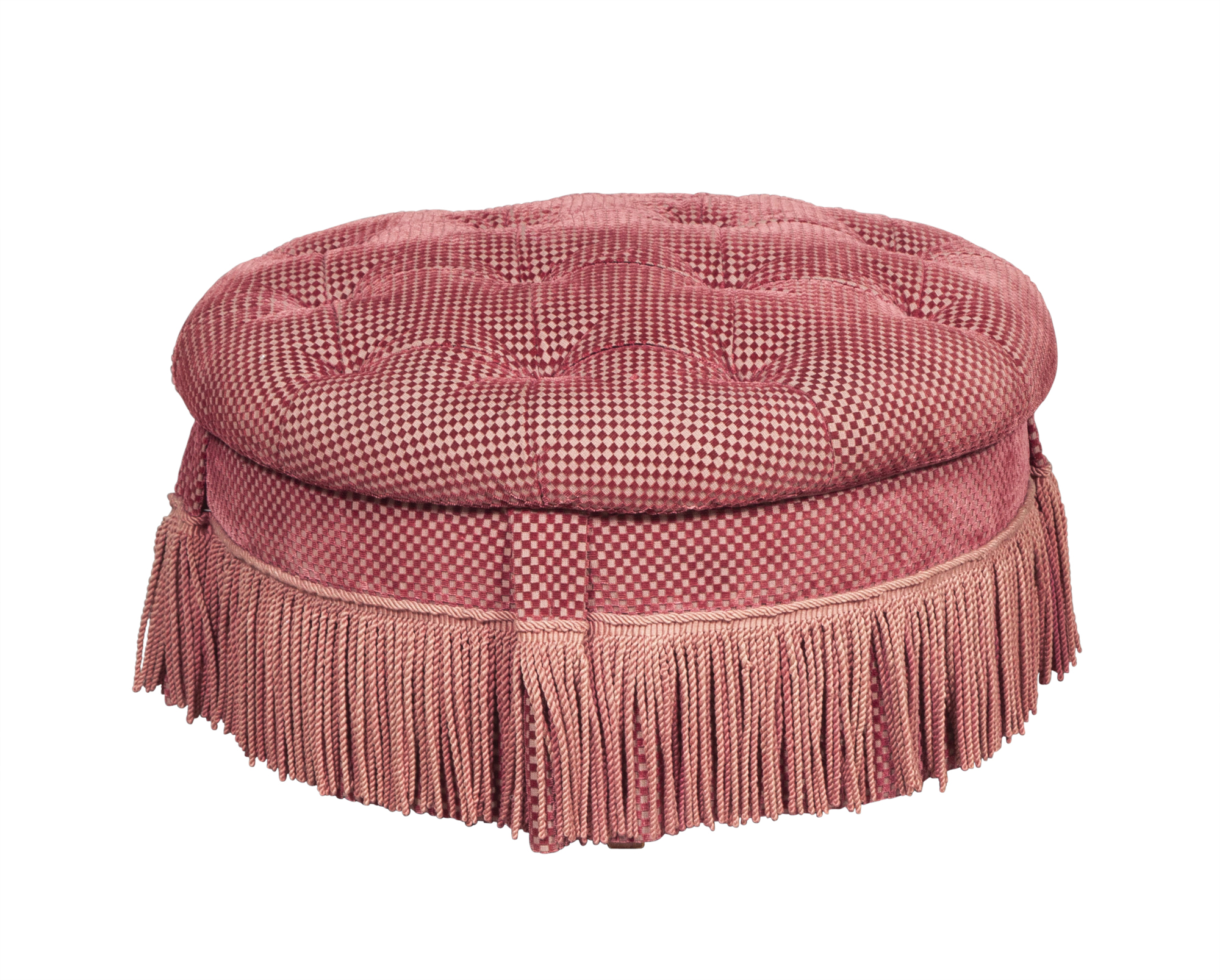 Lot image - Tufted Round Fringed Ottoman