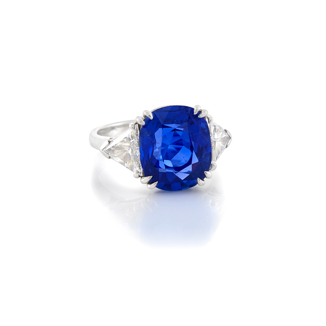 Lot image - Platinum, Sapphire and Diamond Ring, Cartier