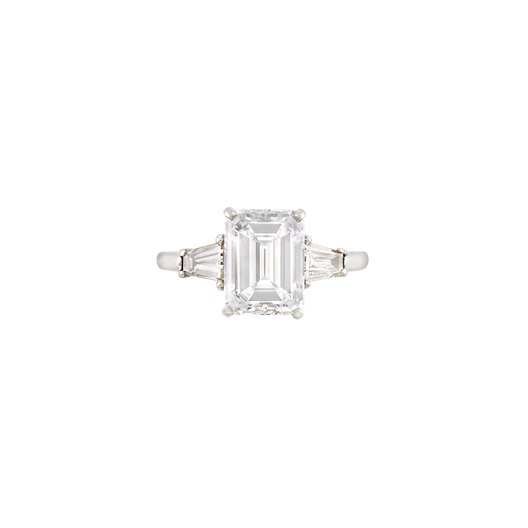 Lot image - Platinum and Diamond Ring, Cartier
