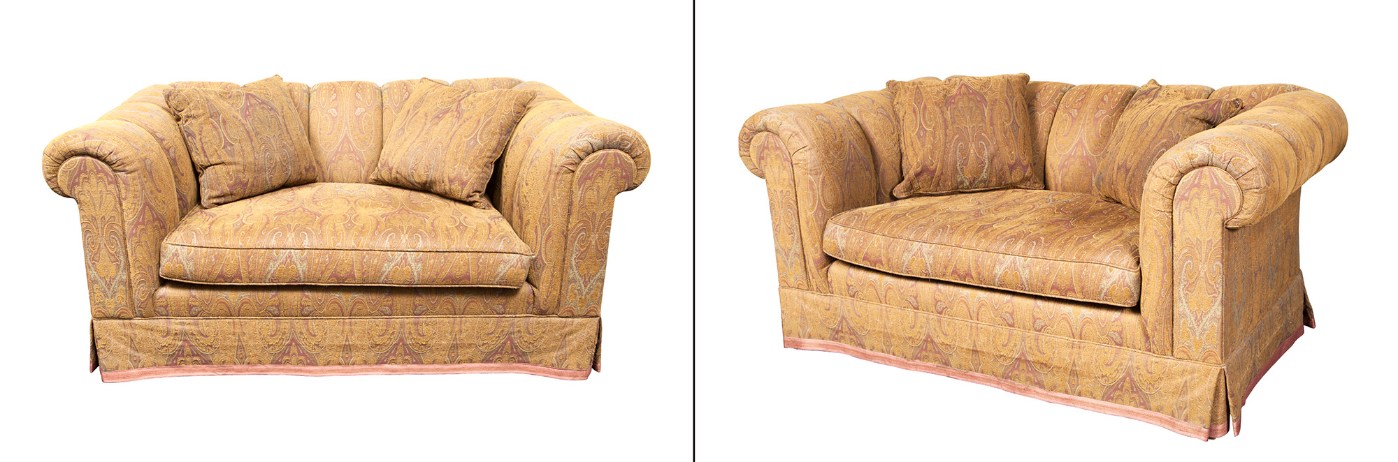 Lot image - Pair of Upholstered Single-Cushion Sofas