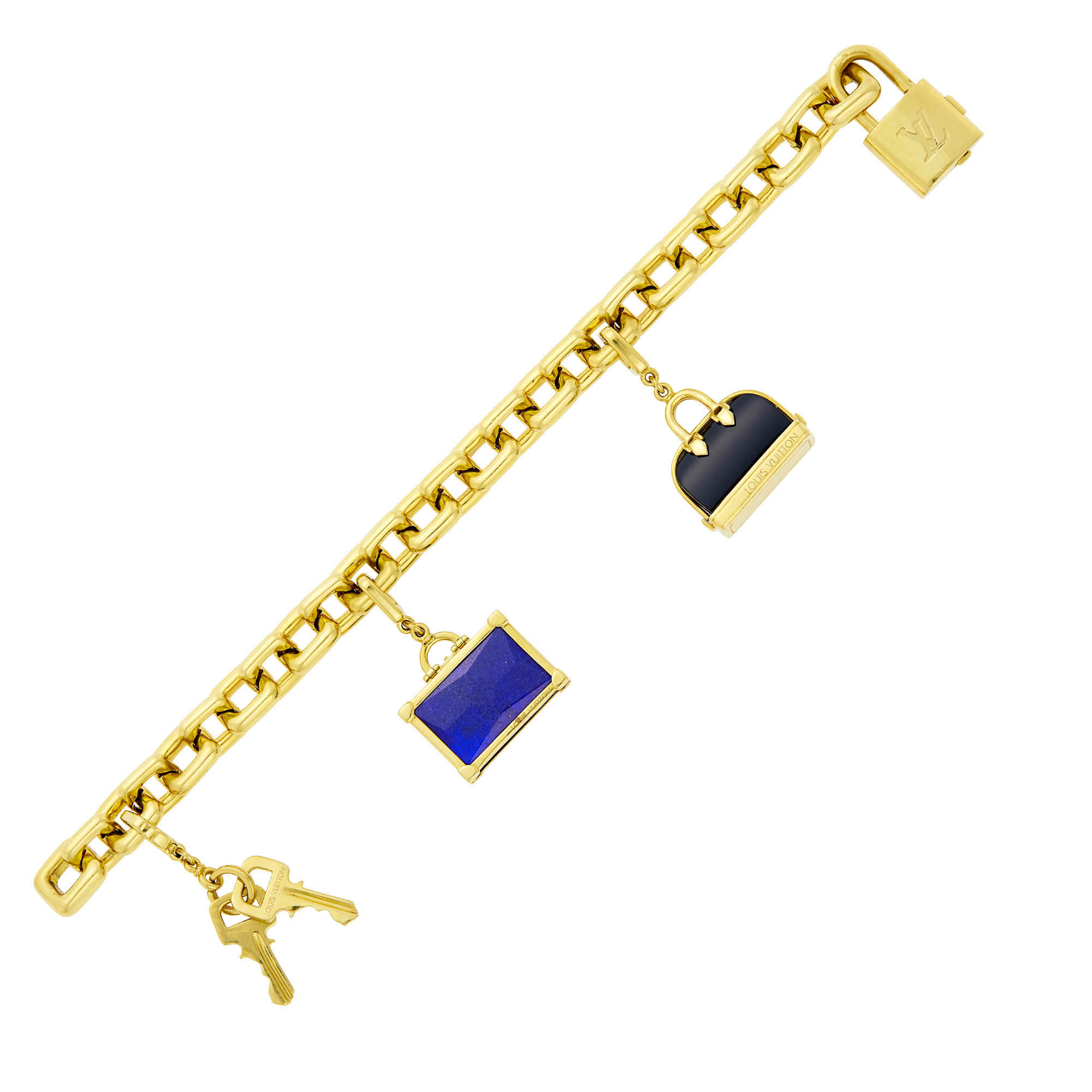 Lot image - Louis Vuitton Paris Gold and Enamel Charm Bracelet