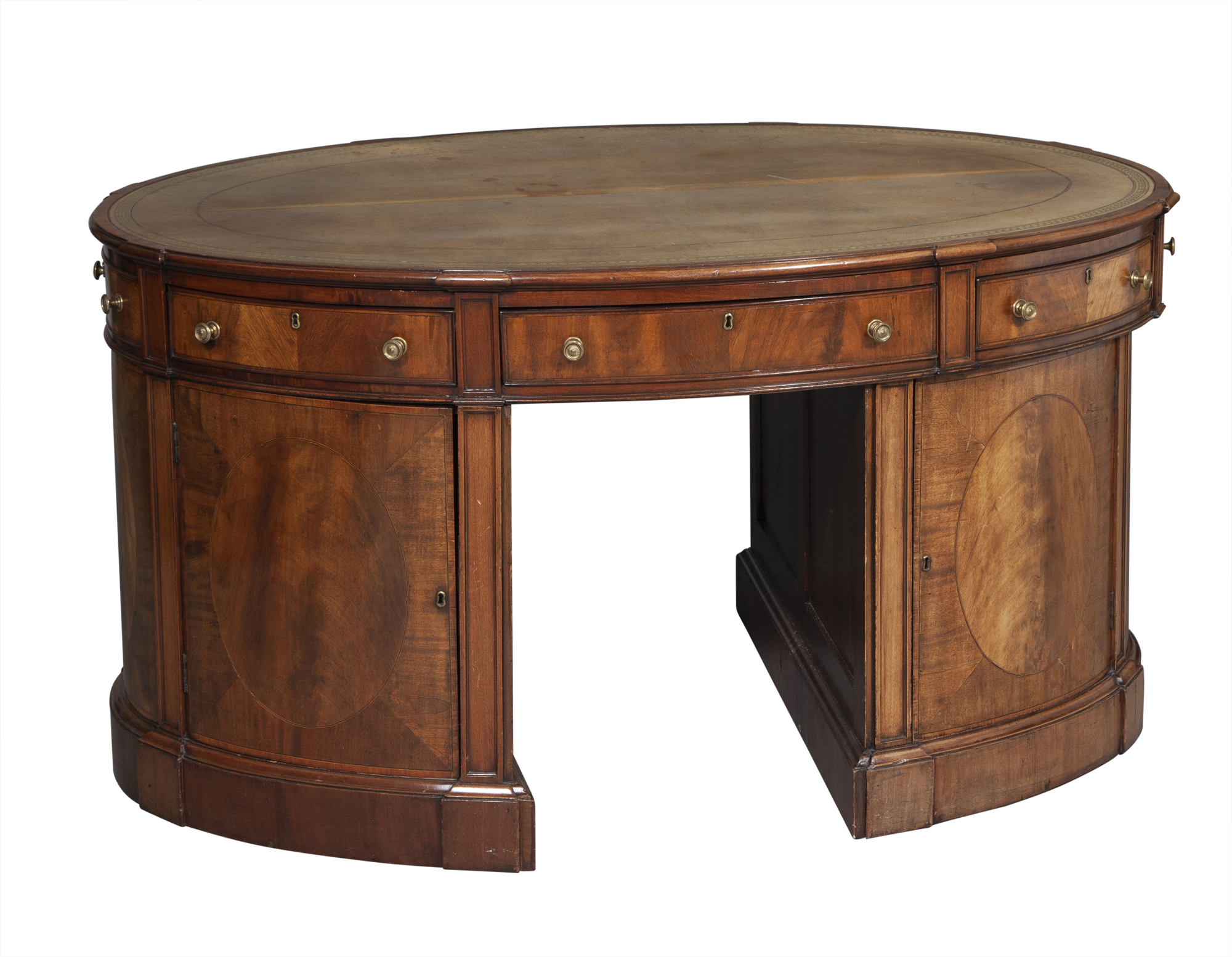 Lot image - George III Style Mahogany Oval Desk