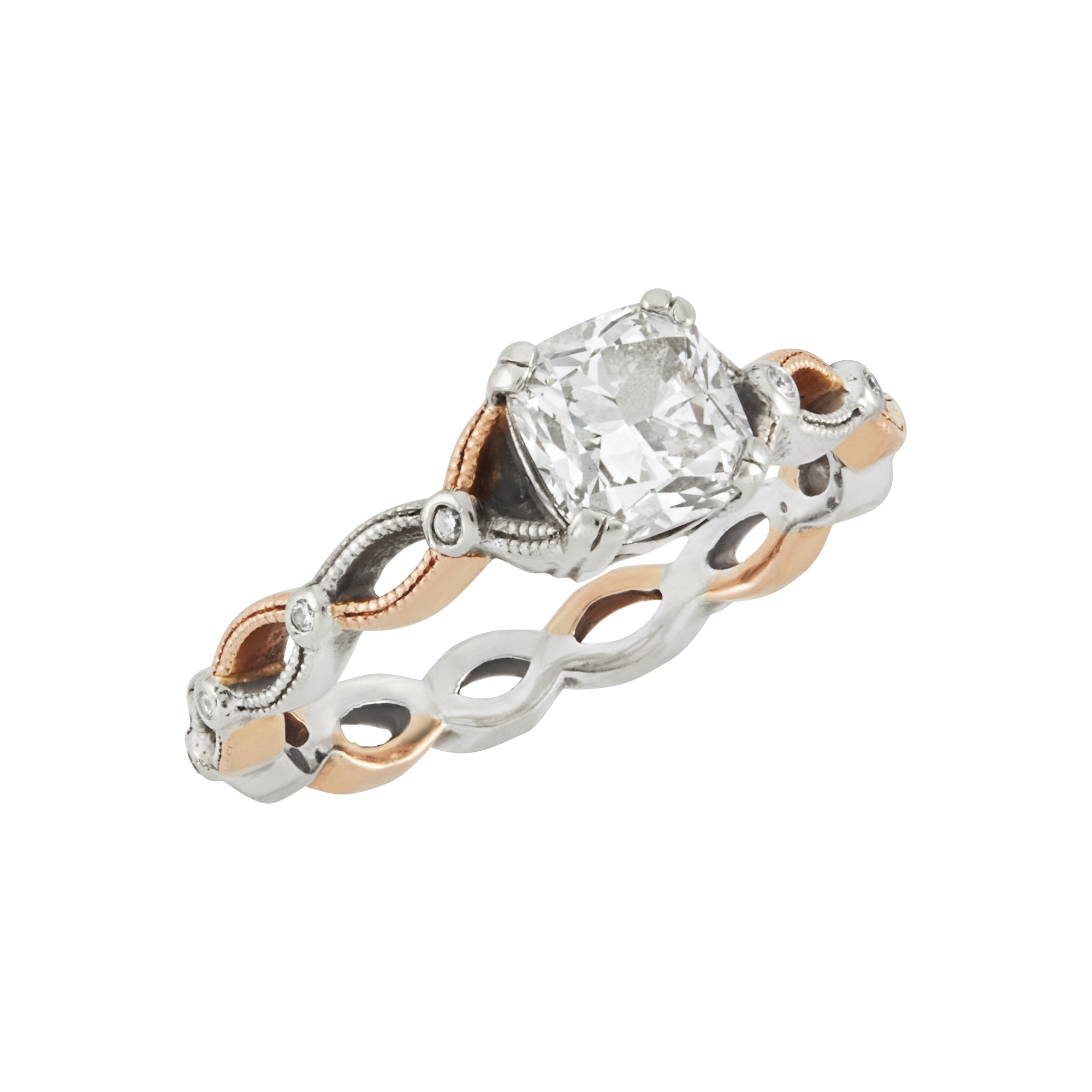 Lot image - Two-Color Gold and Diamond Ring