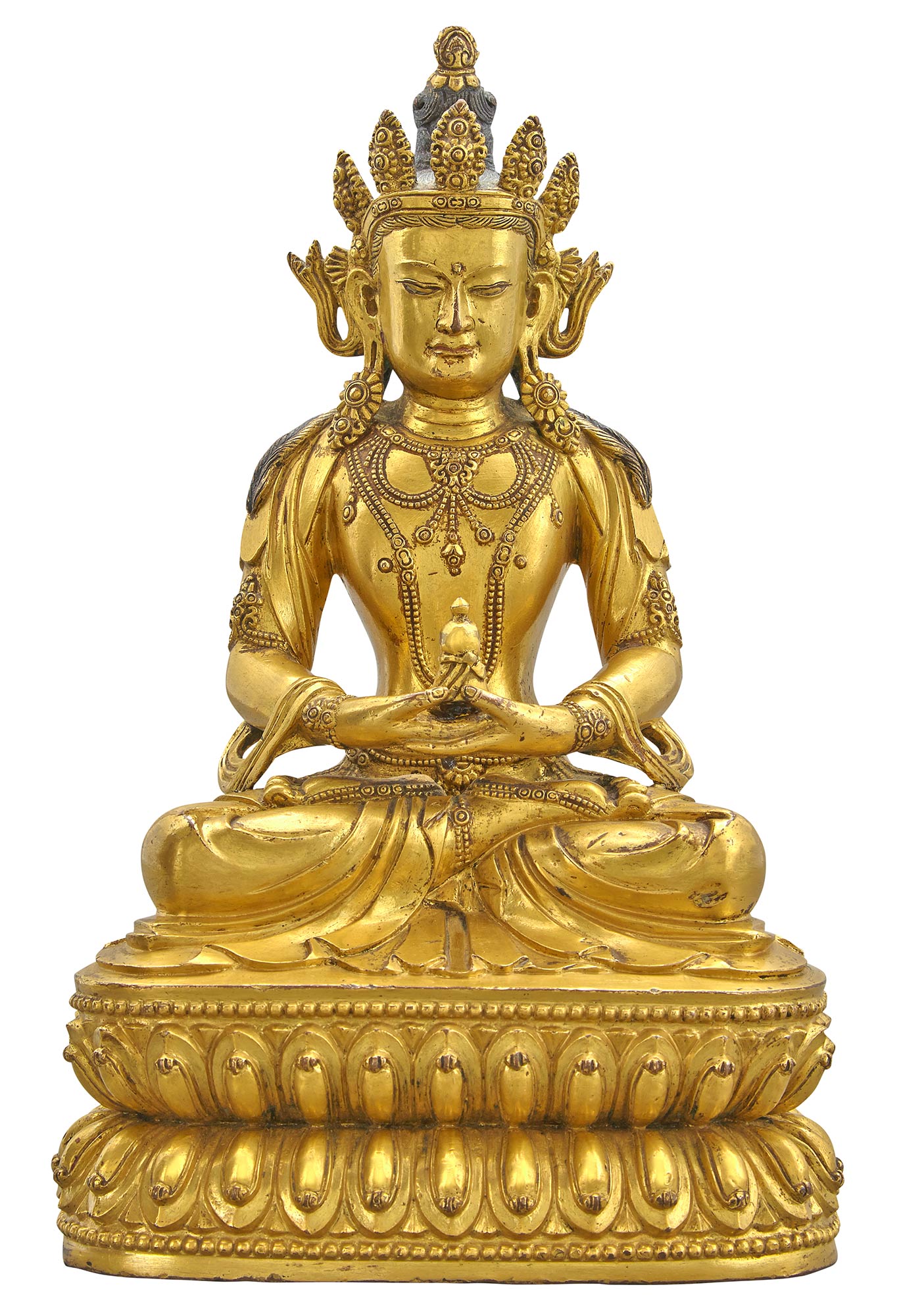 Lot image - Tibetan Gilt-Bronze Figure of Amitayus