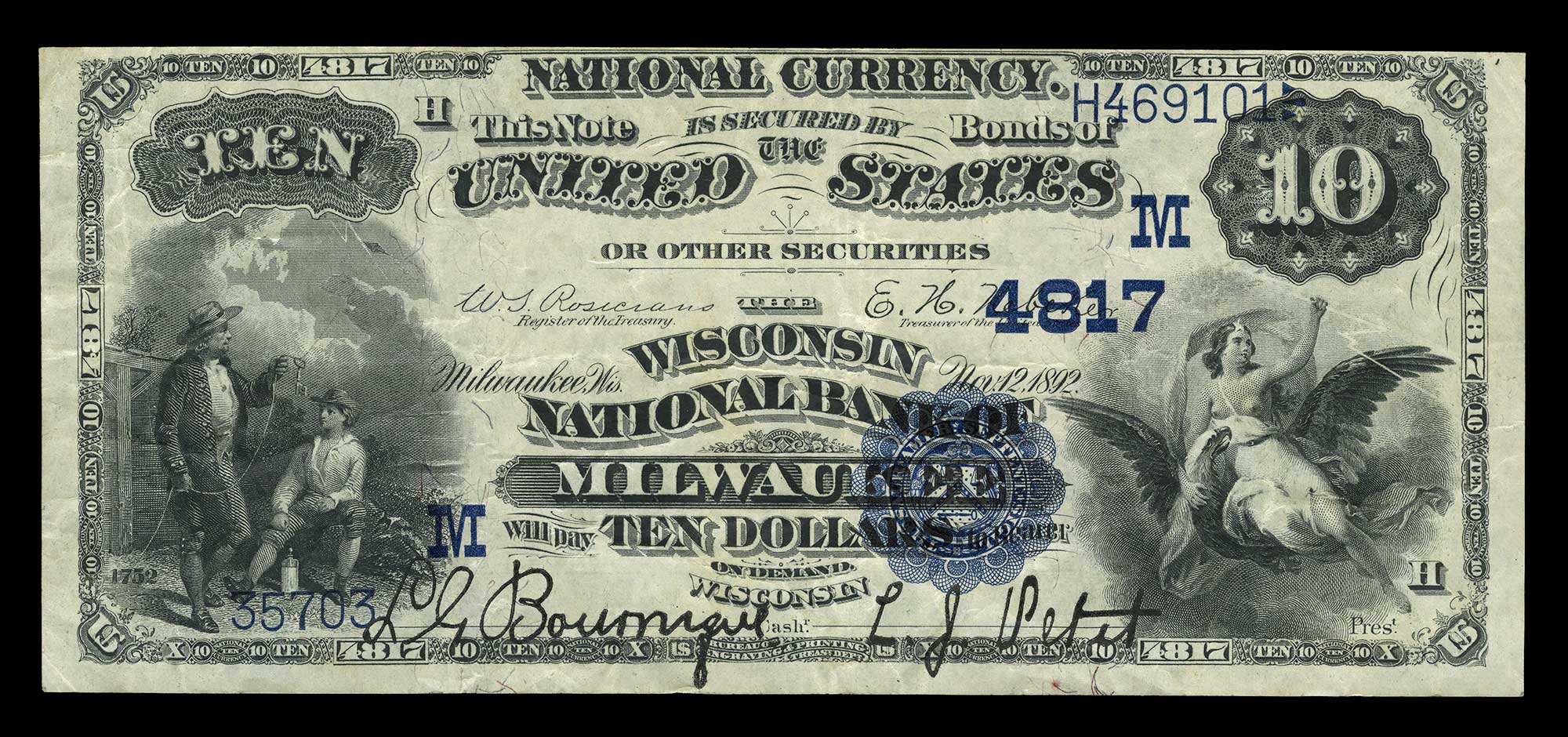 Lot image - United States $10 National 2nd Charter 1882 Date Back, Fr. 540