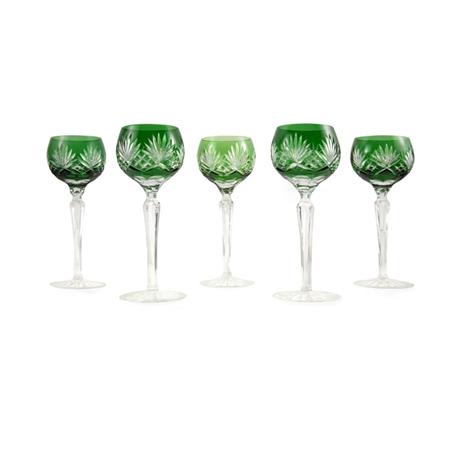 Lot image - Set of Fourteen Cut and Overlaid Hock Glasses