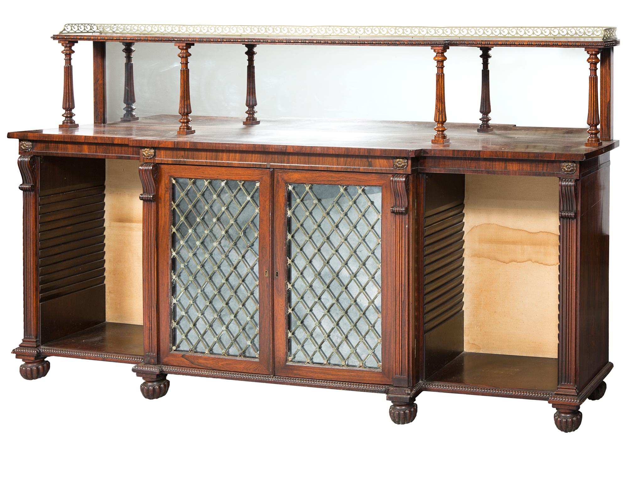 Lot image - Regency Brass-Mounted Rosewood Side Cabinet