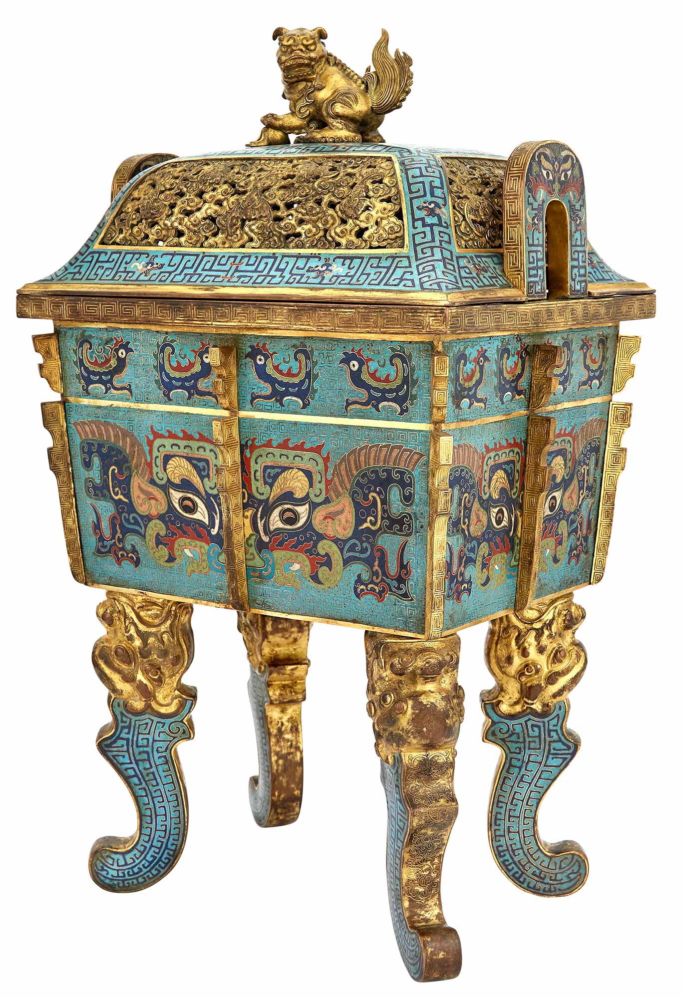 Lot image - Chinese Cloisonne Covered Censer