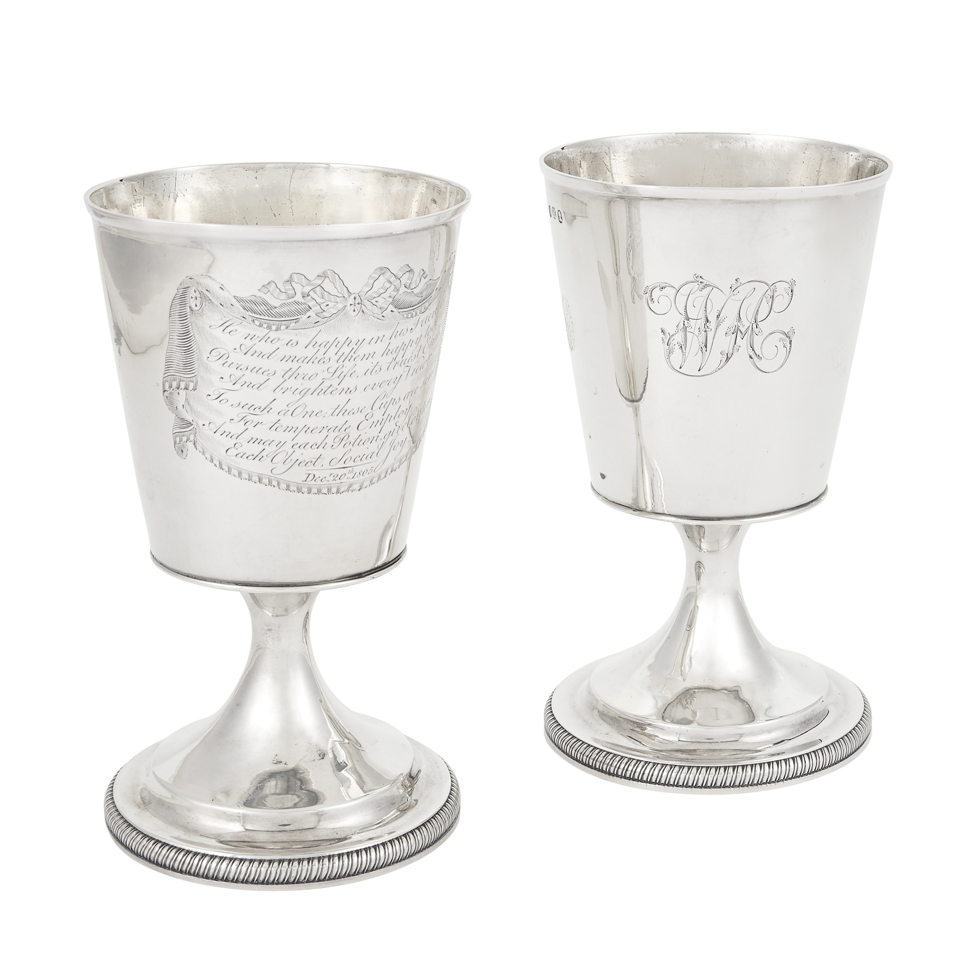 Lot image - Pair of George III Sterling Silver Goblets