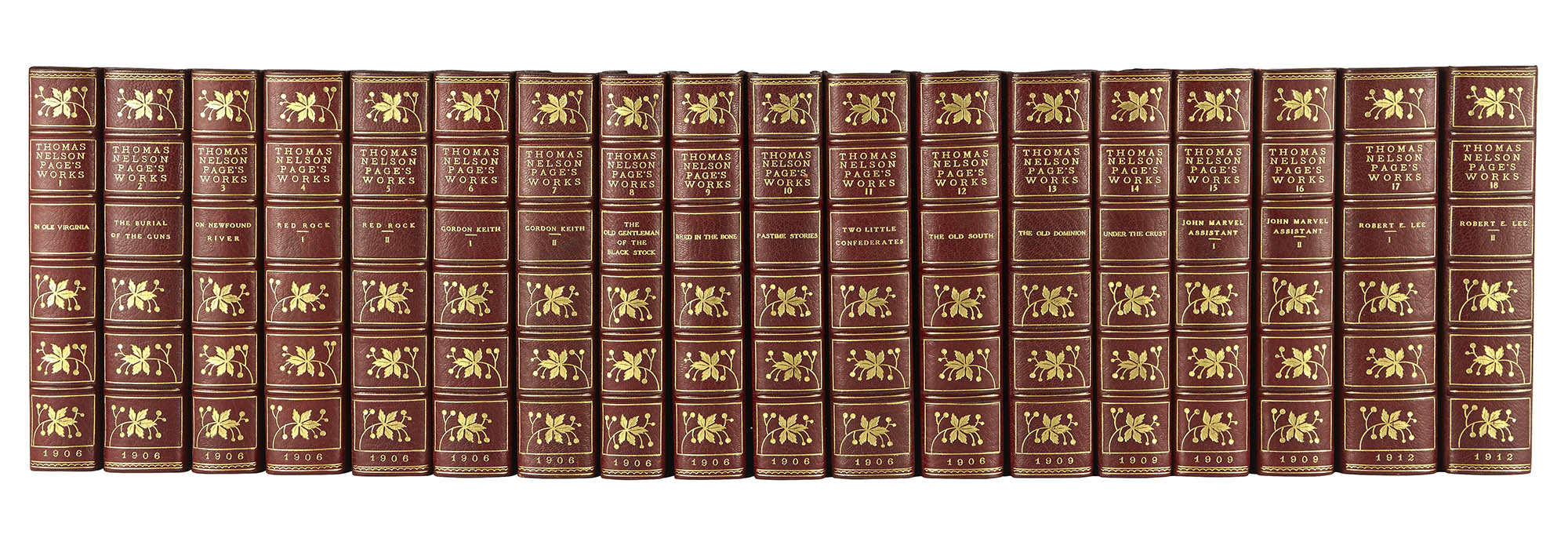 Lot image - [LIBRARY SET]  PAGE, THOMAS NELSON. Works.