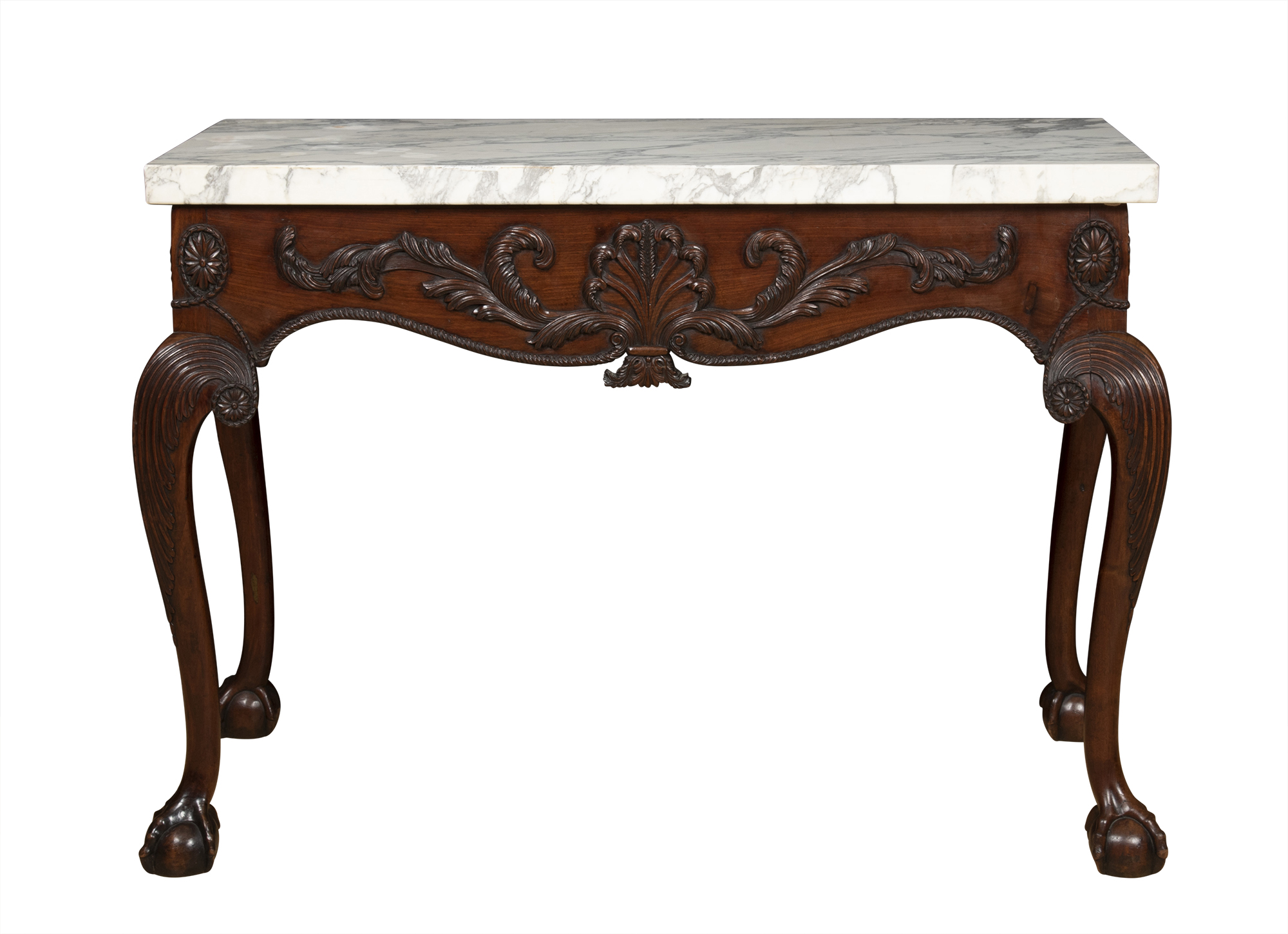 Lot image - George III Style Carved Mahogany Pier Table with Marble Top
