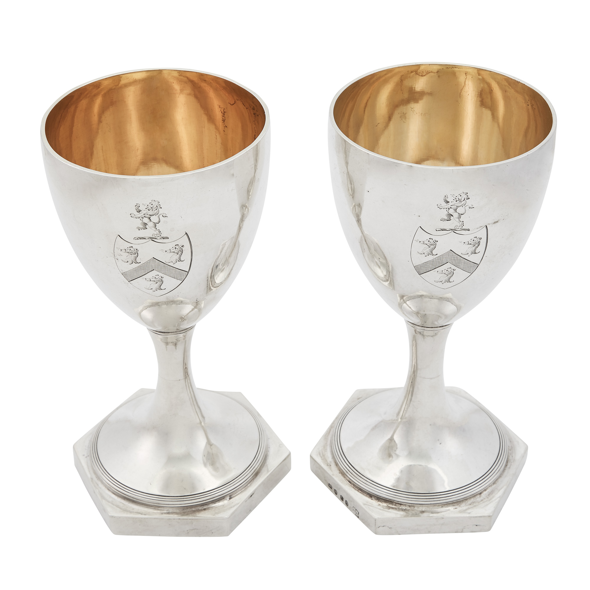 Lot image - Pair of George III Sterling Silver Goblets