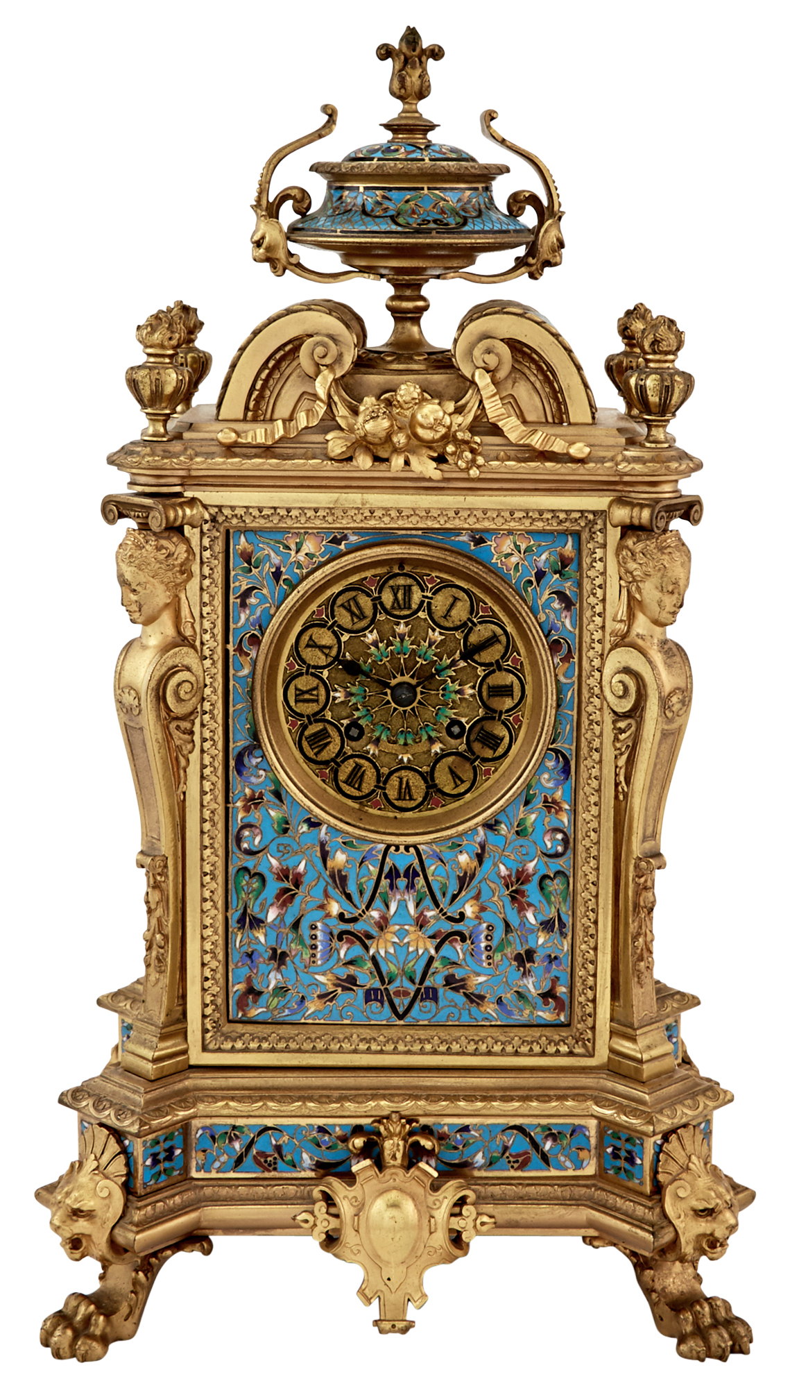 Lot image - Miller & Sons Gilt-Bronze and Enamel Clock