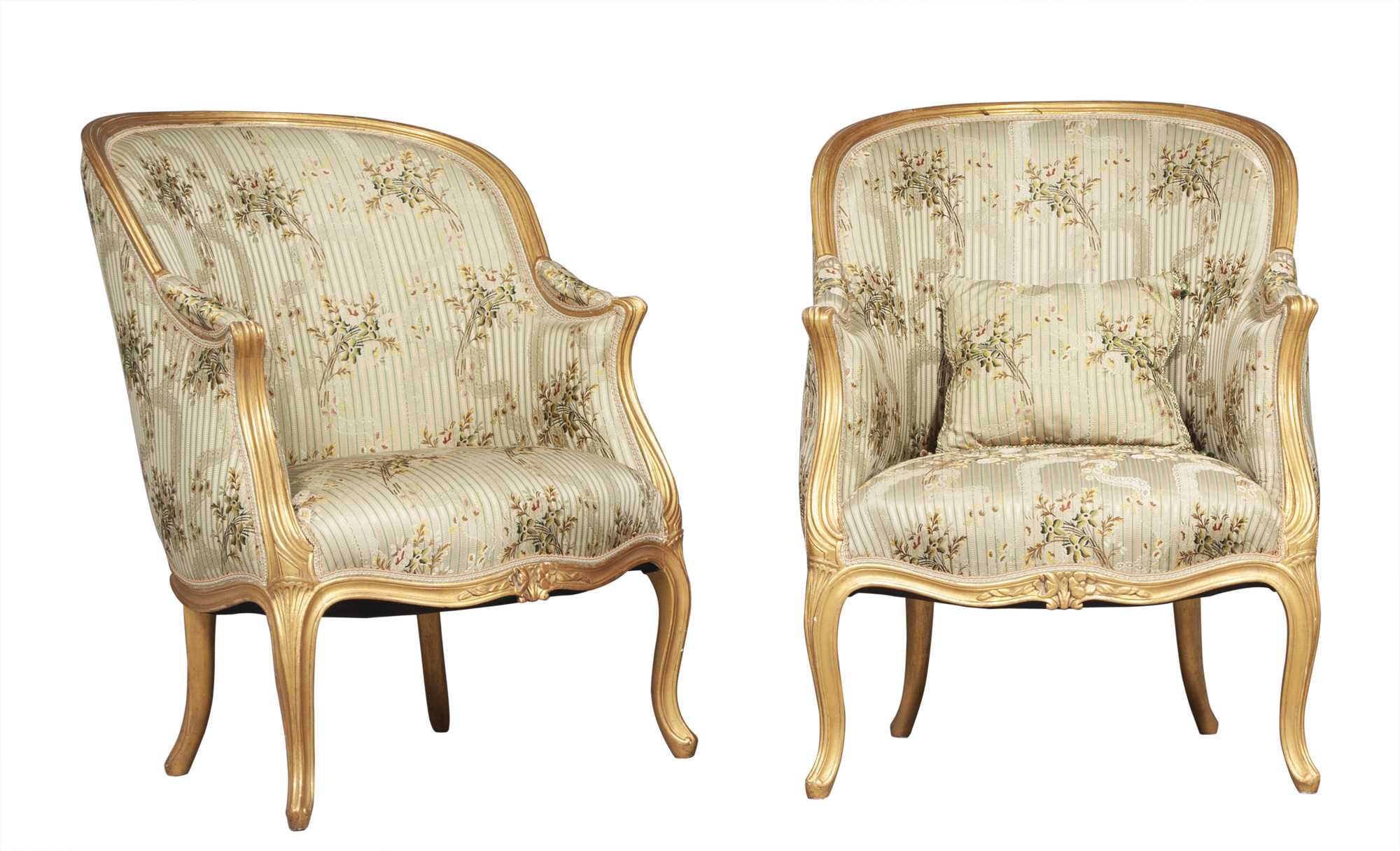 Lot image - Pair of Louis XV Style Giltwood Bergères
