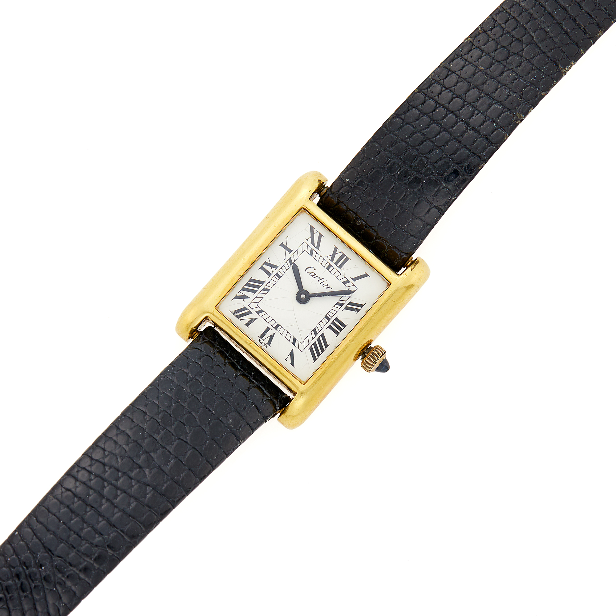 Lot image - Cartier Electroplated Gold Tank Wristwatch