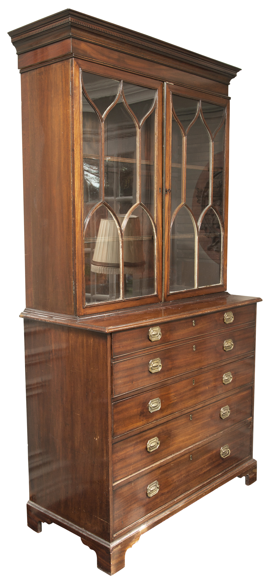 Lot image - George III Mahogany Secretaire Bookcase Cabinet