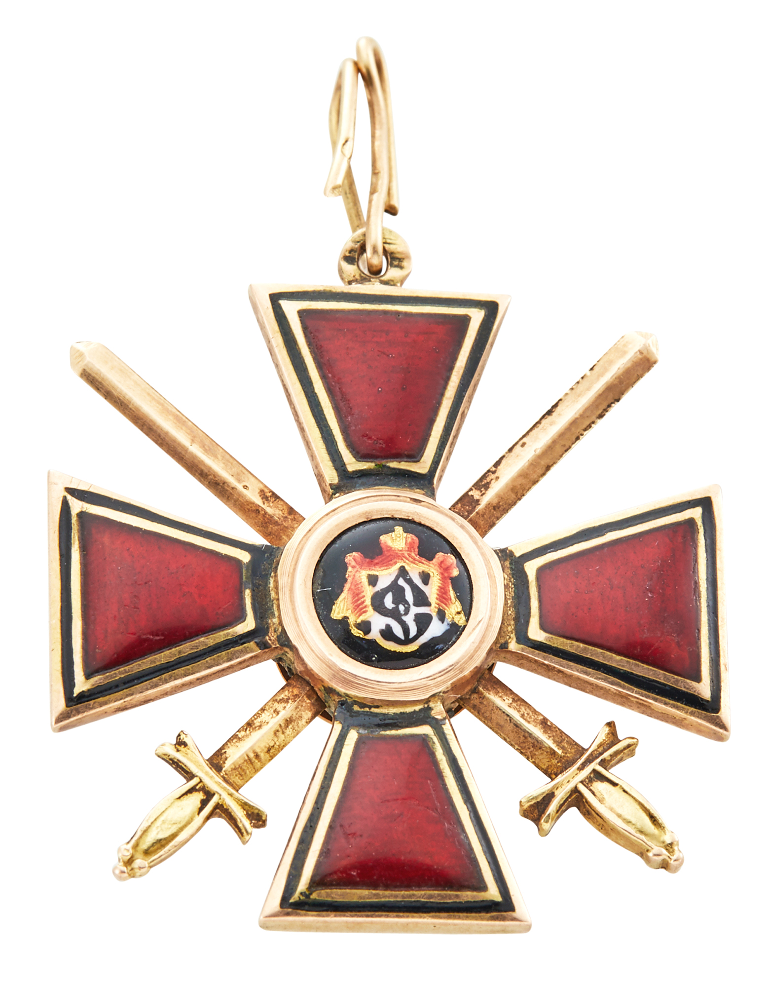 Lot image - Russian Gold and Enamel Badge of the Order of St. Vladimir Fourth Class