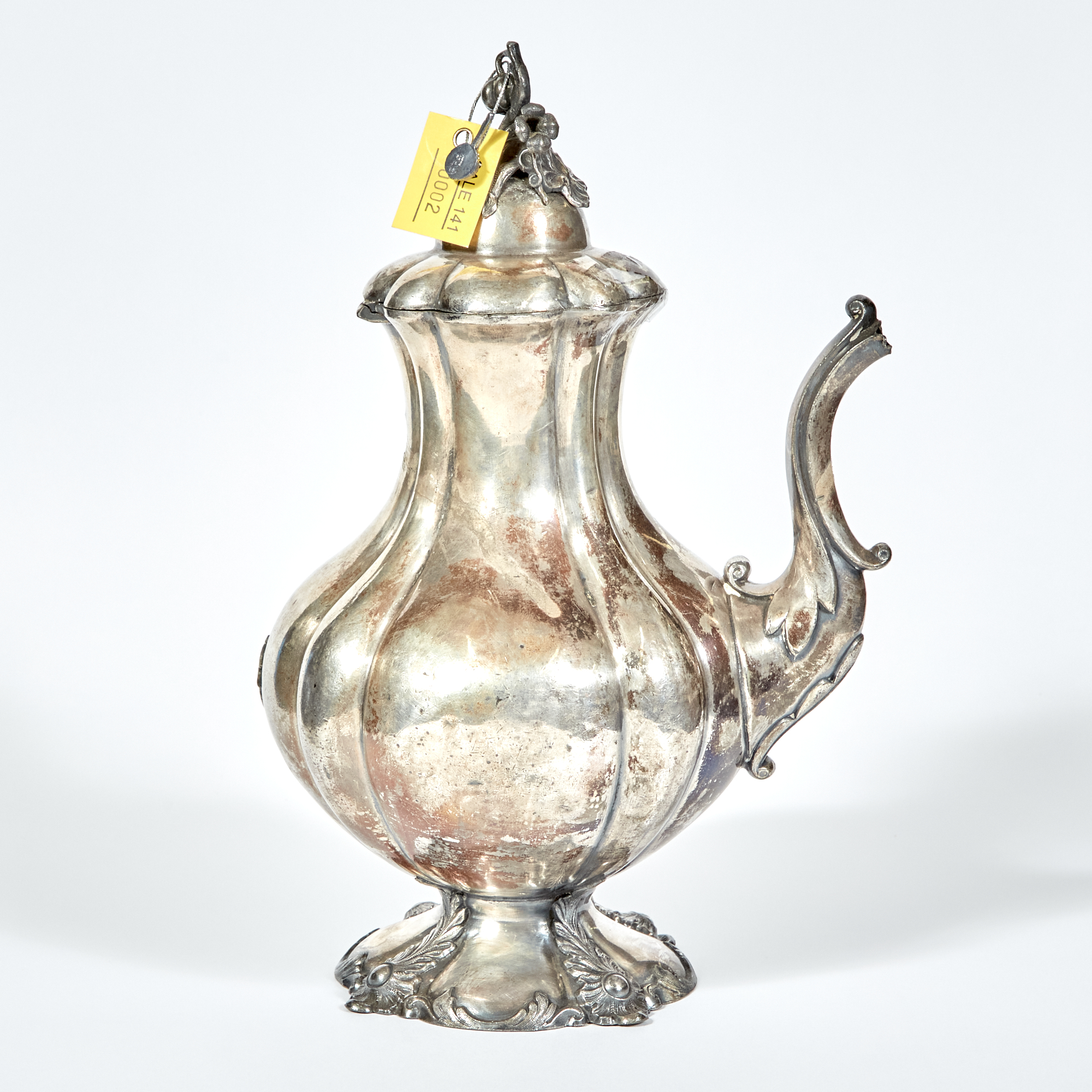 Lot image - Silver Plated Coffee Pot, damaged, Reed & Barton