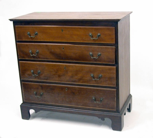 Lot image - Chippendale Inlaid Birch Chest of Drawers