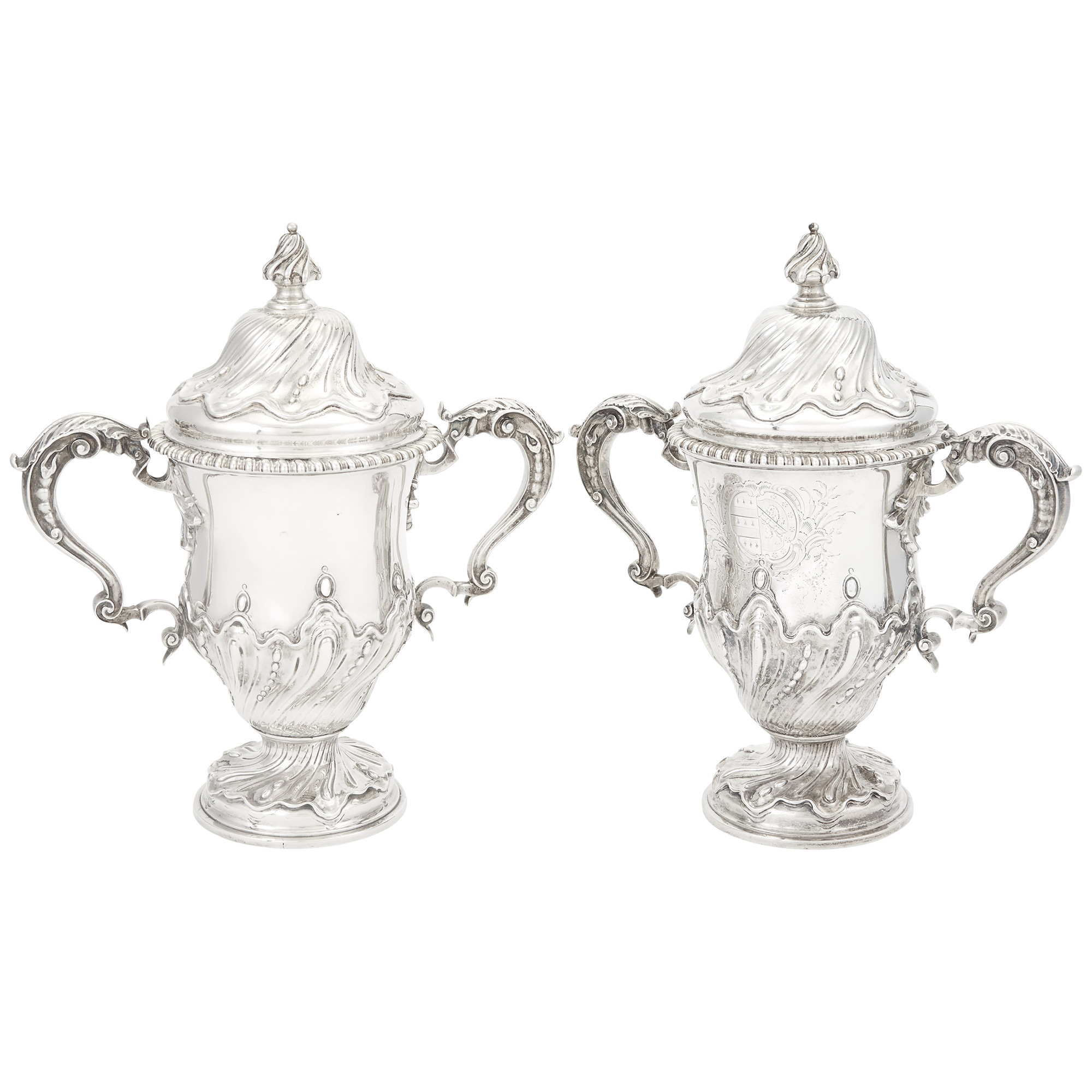 Lot image - Pair or George III Sterling Silver Covered Cups