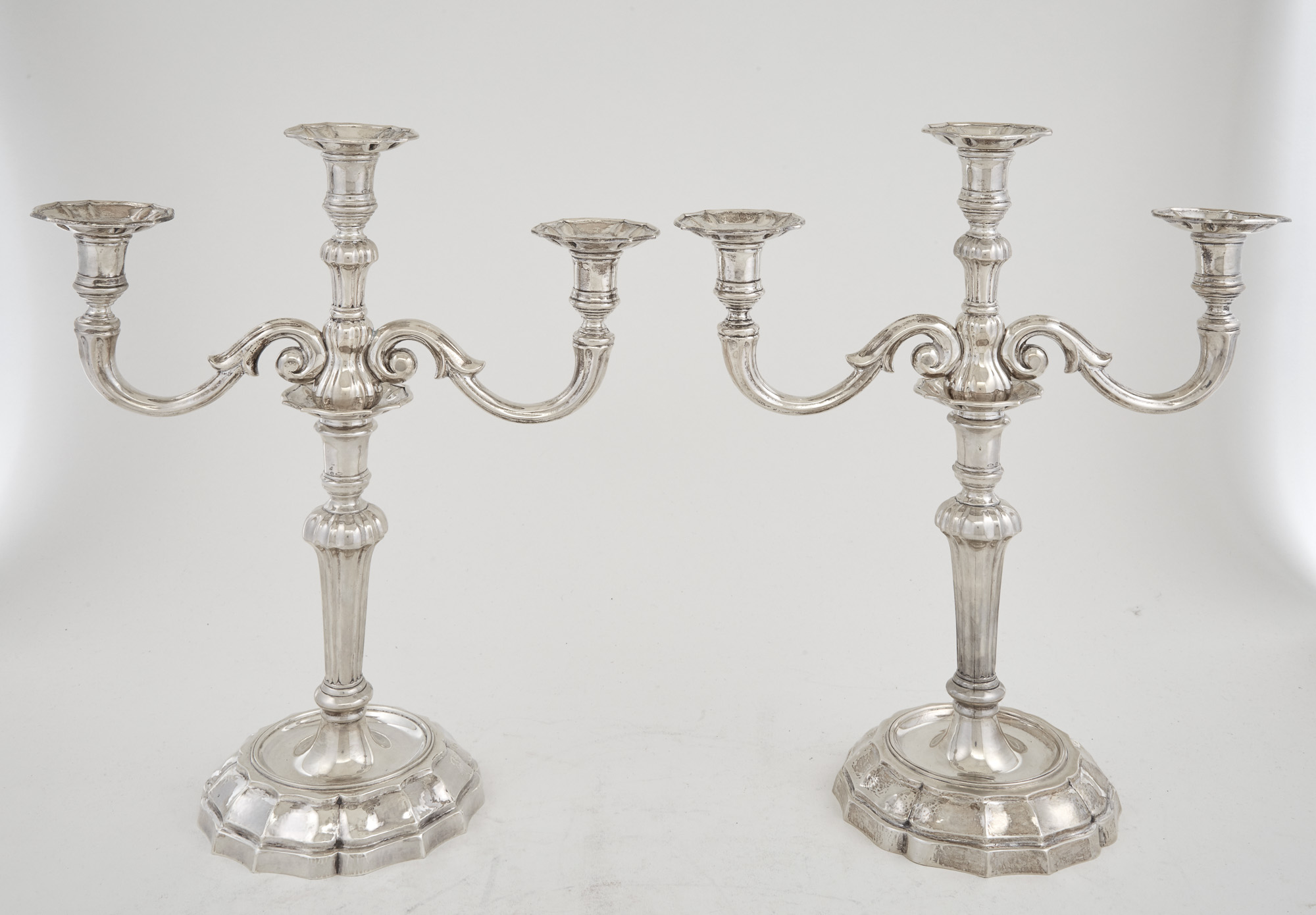 Lot image - Pair of Buccellati Sterling Silver Three-Light Candelabra