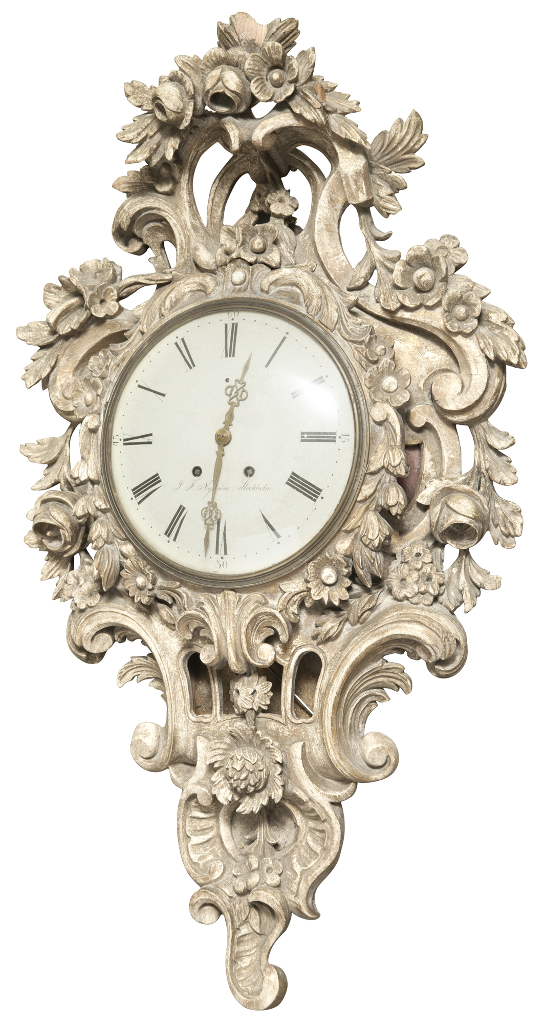 Lot image - Swedish Rococo Style Painted Cartel Clock