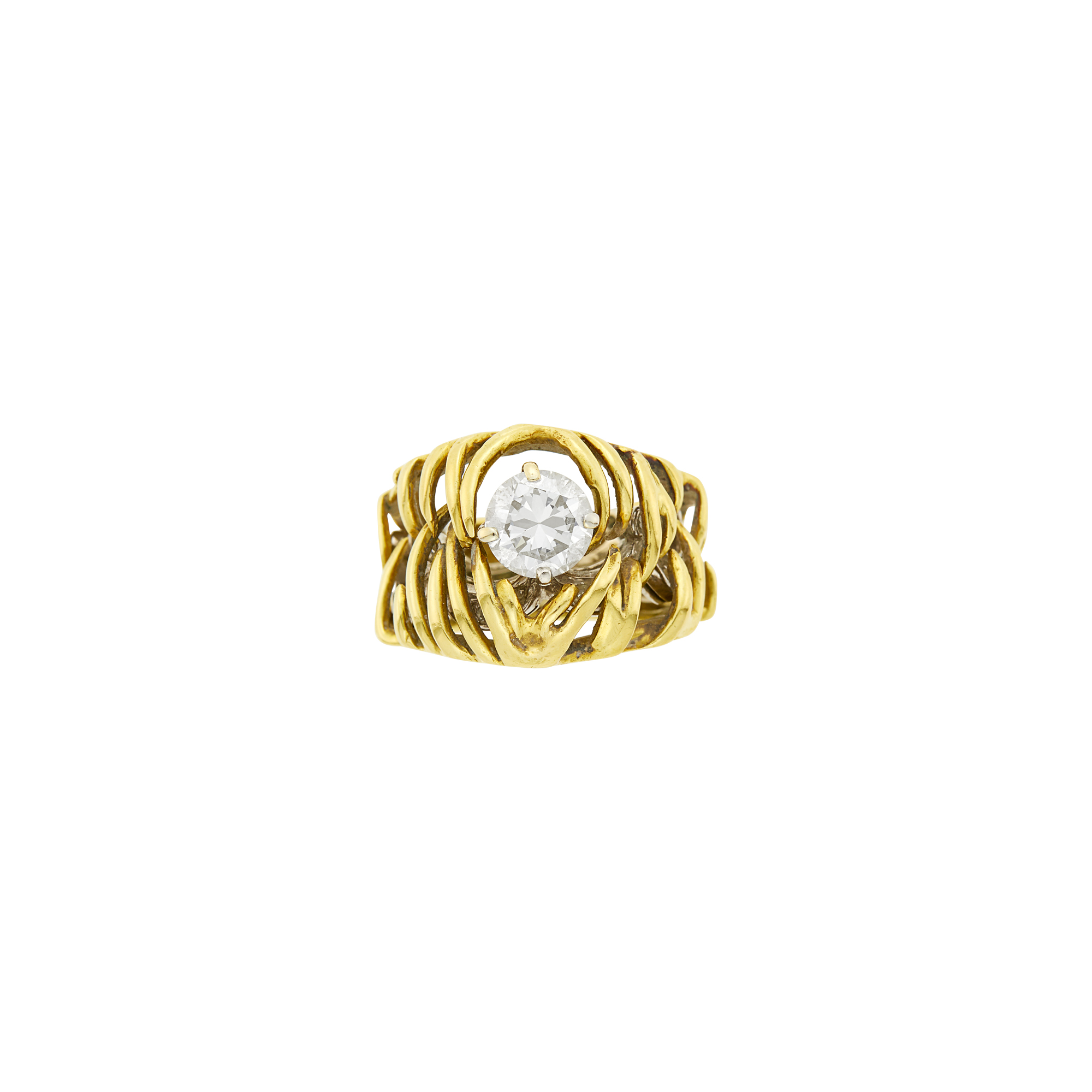 Lot image - White Gold and Diamond Ring and Gold Jacket