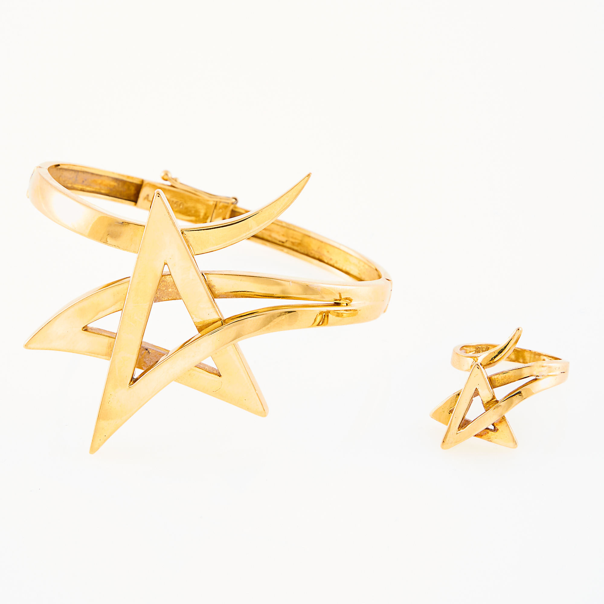 Lot image - Gold Star Bangle Bracelet and Ring