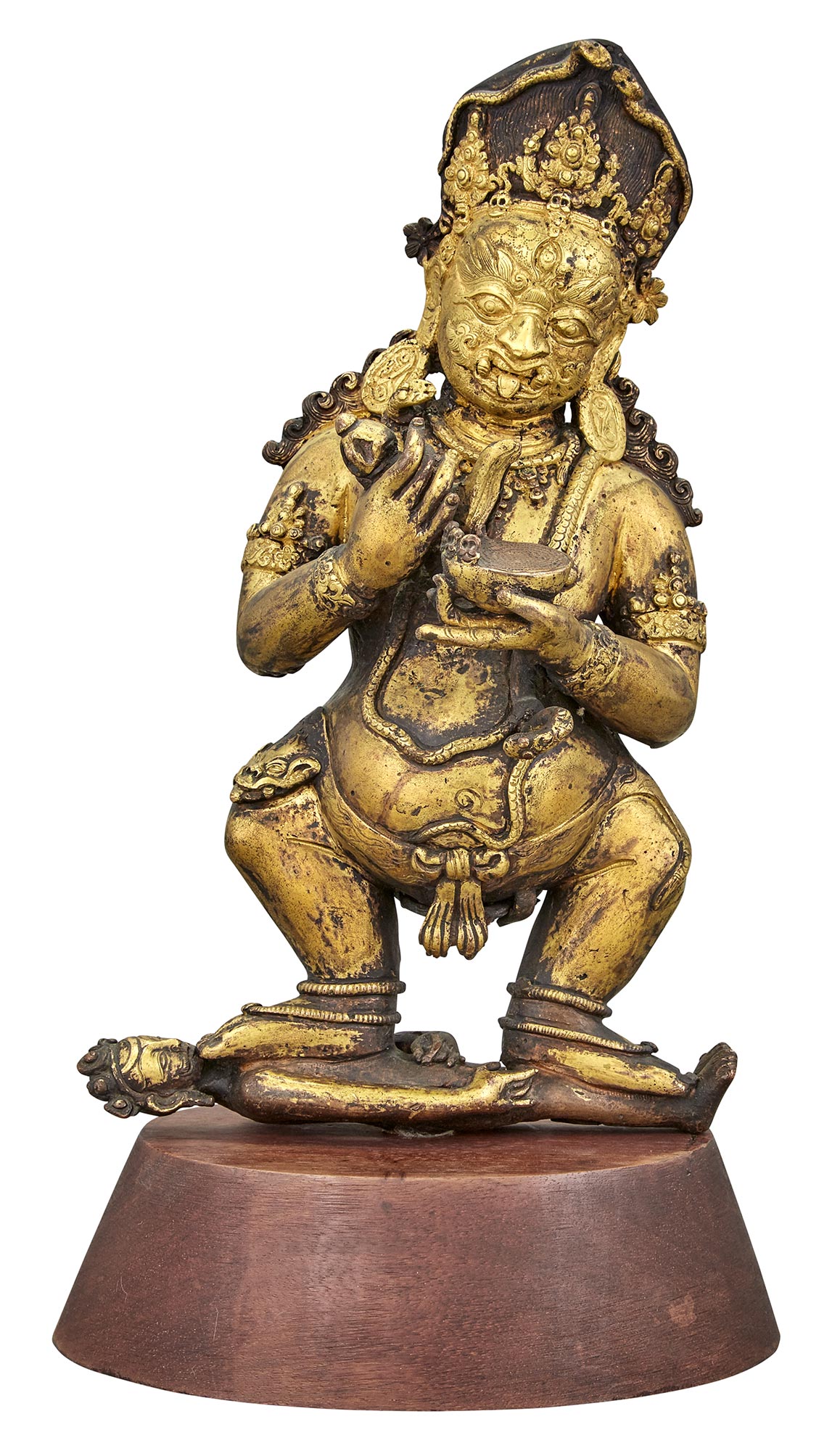 Lot image - Tibetan Gilt-Bronze Figure of Mahakala