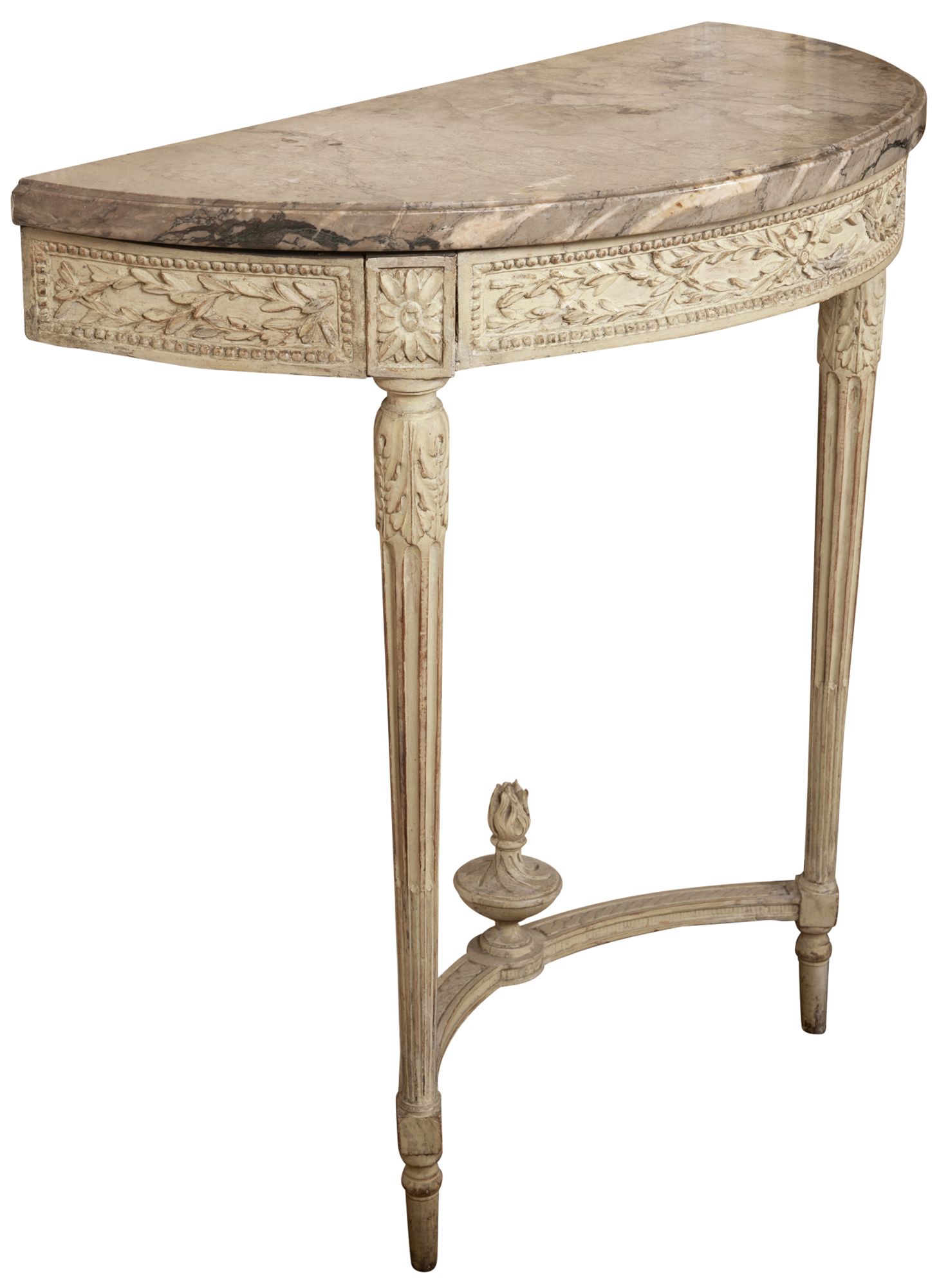 Lot image - Louis XVI Marble Top Painted Wood Console