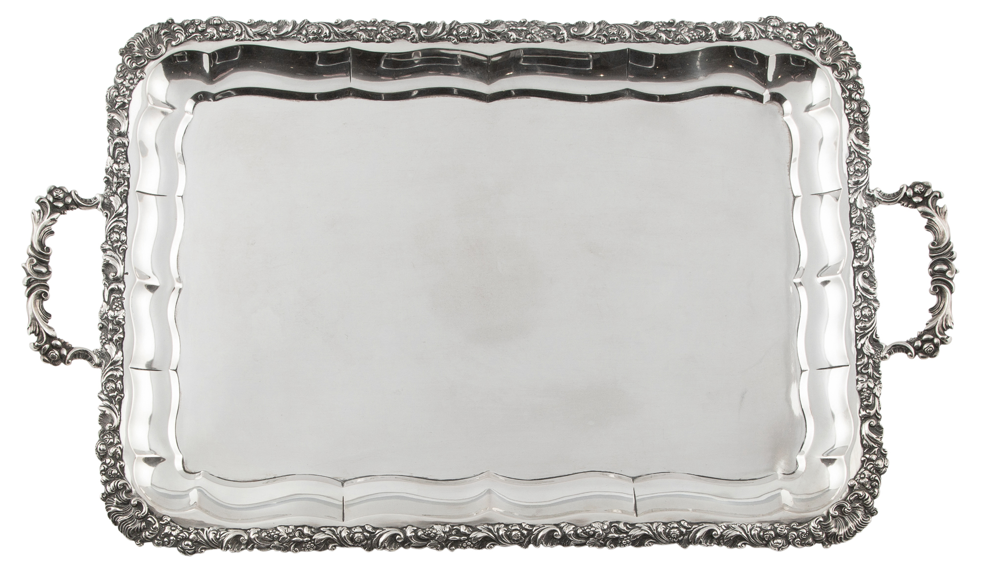 Lot image - French Sterling Silver Two-Handled Tray