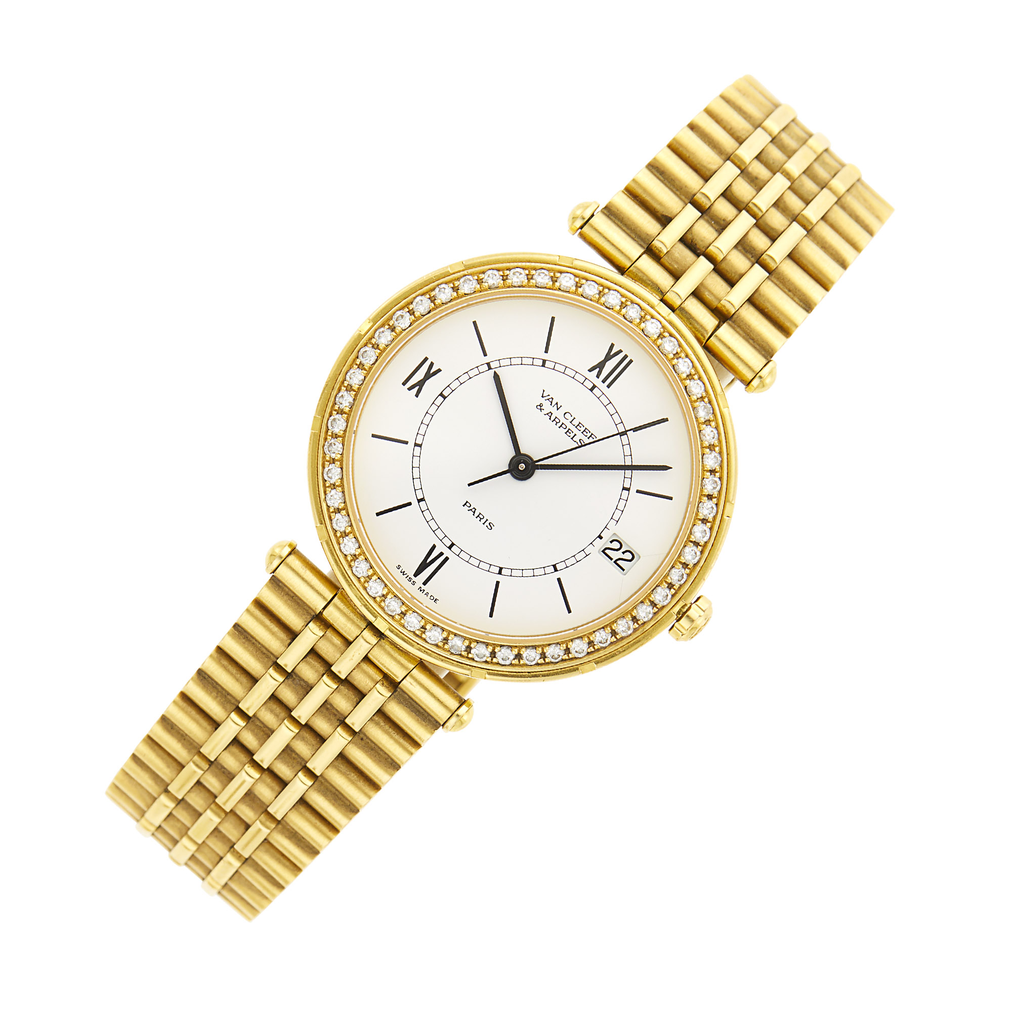 Lot image - Van Cleef & Arpels Gold and Diamond La Collection Wristwatch