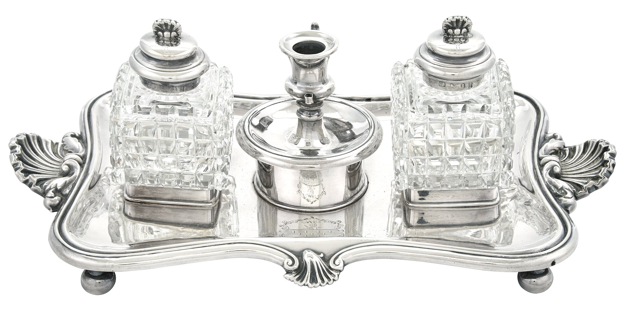 Lot image - George IV Sterling Silver Inkstand
