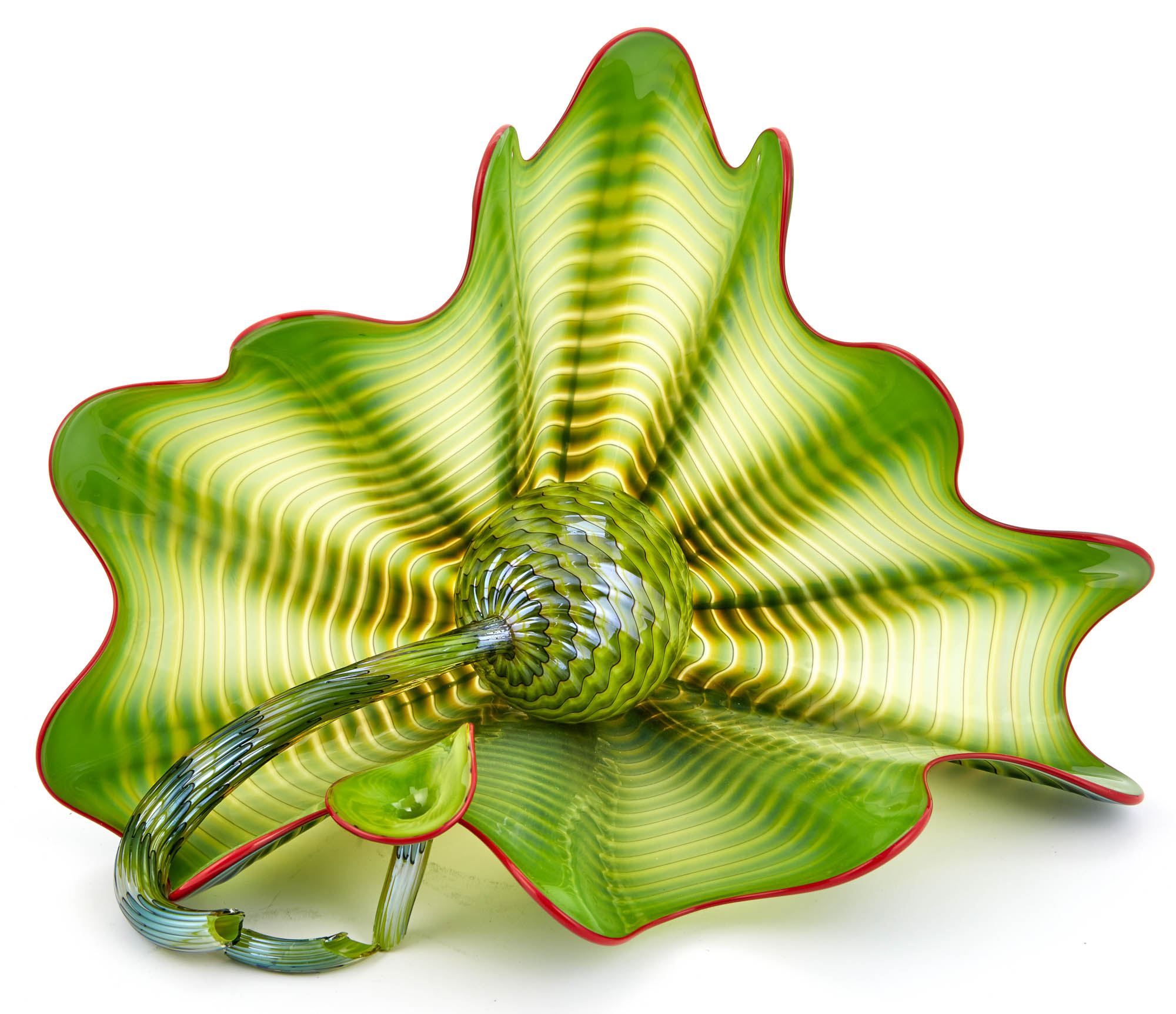 Lot image - Dale Chihuly Two-Piece Lime Green Glass Persian Set