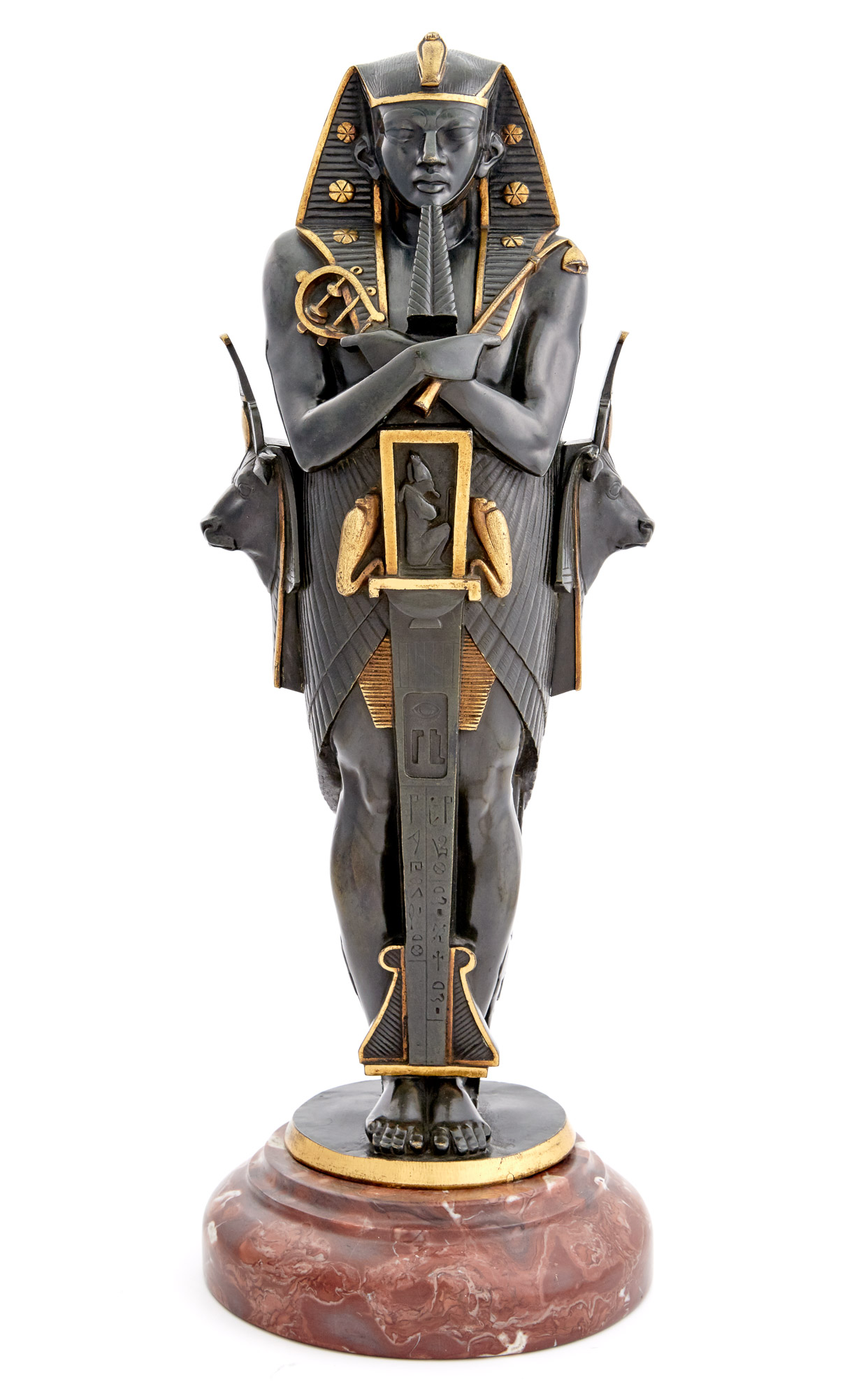 Lot image - Gilt and Patinated Bronze Figure of an Ancient Egyptian Pharoah