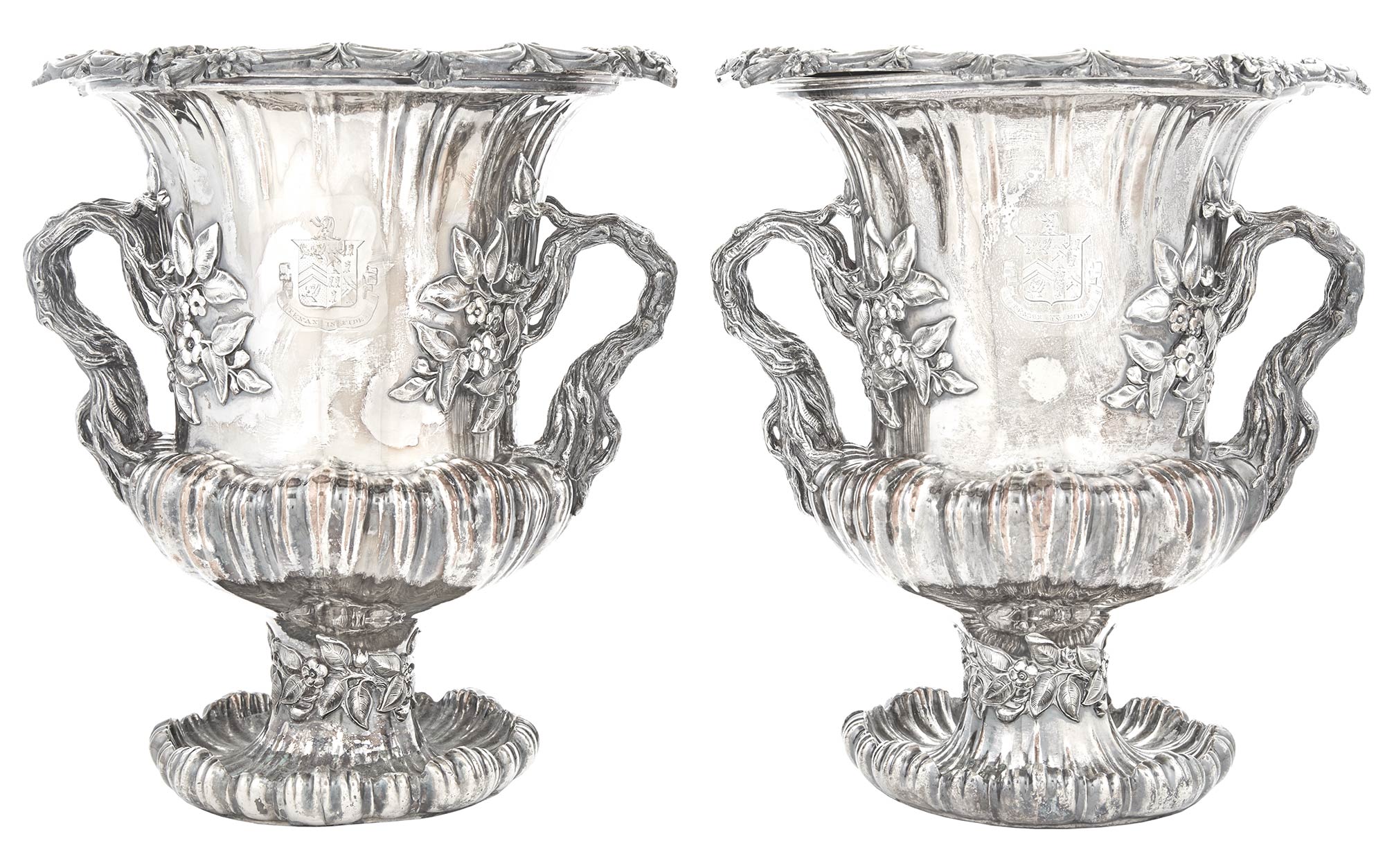 Lot image - Pair of Sheffield Plate Wine Coolers