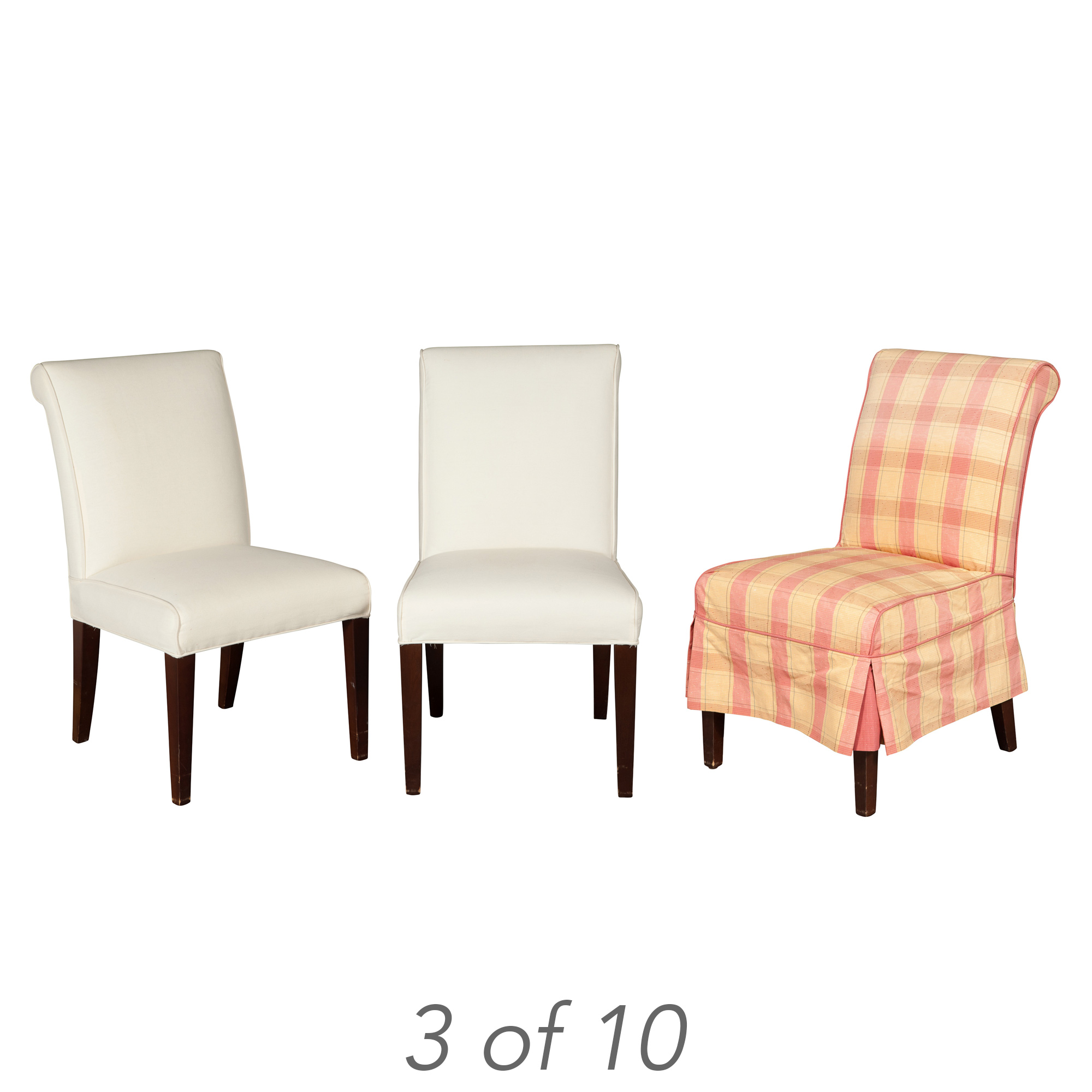 Lot image - Set of Ten Slipcovered Dining Chairs