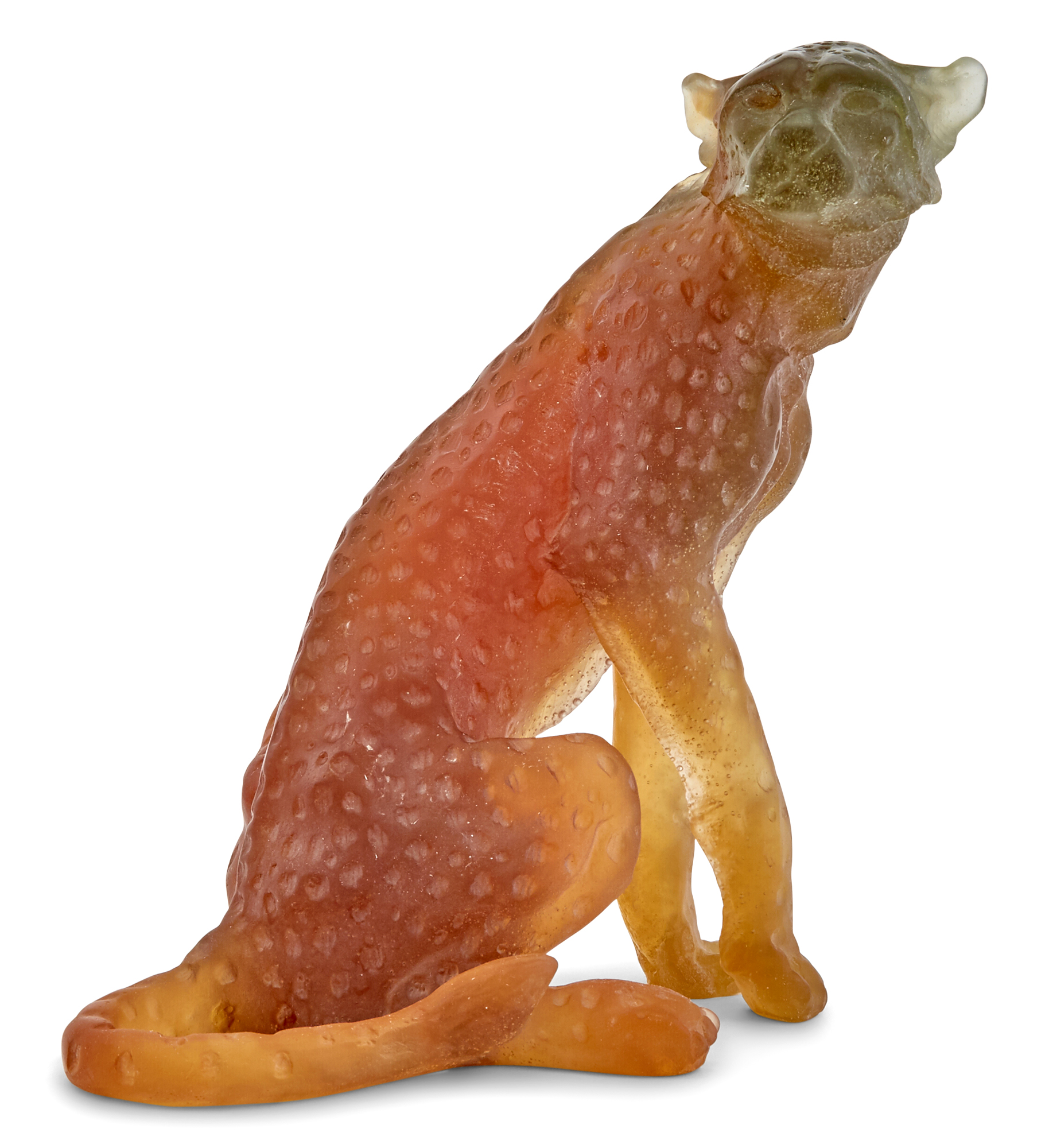 Lot image - Daum Pâte-de-Verre Figure of a Seated Cheetah
