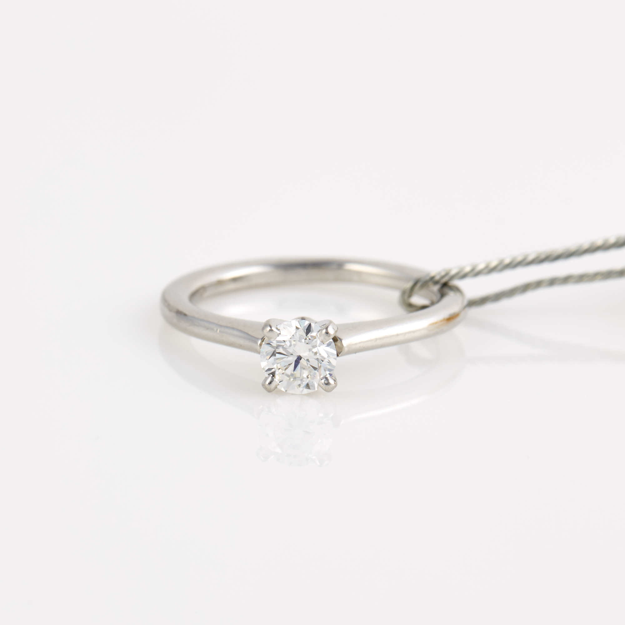 Lot image - Diamond Solitaire Ring about 0.50 ct., Platinum 3 dwt. with copy of GIA report #1182268191