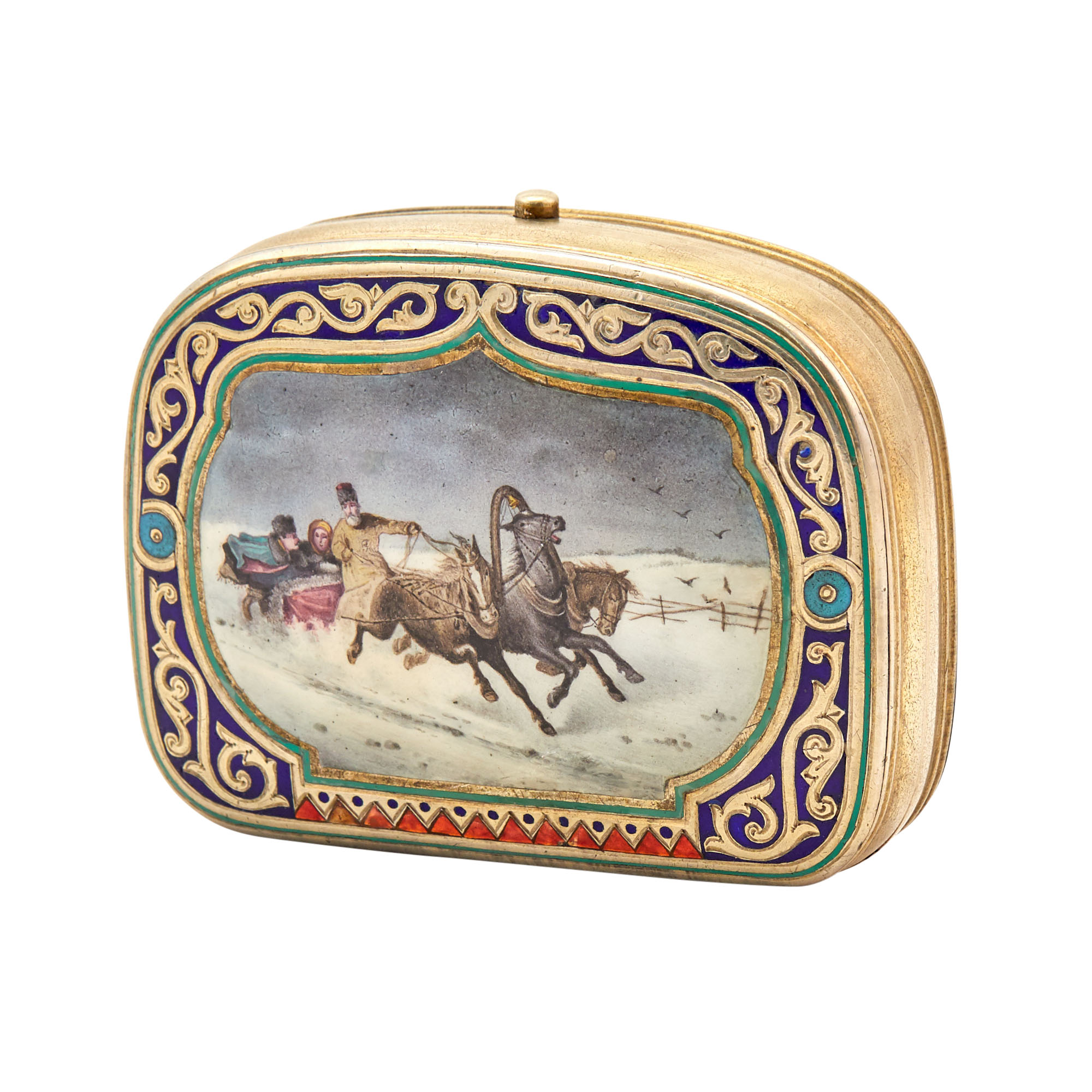 Lot image - Russian Silver, Champlevé and En Plein Enamel Purse