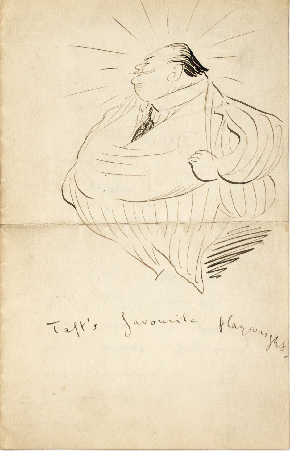 Lot image - BEERBOHM, MAX  Autograph letter signed (Max), incorporating a drawing, dated July 15, 1909.