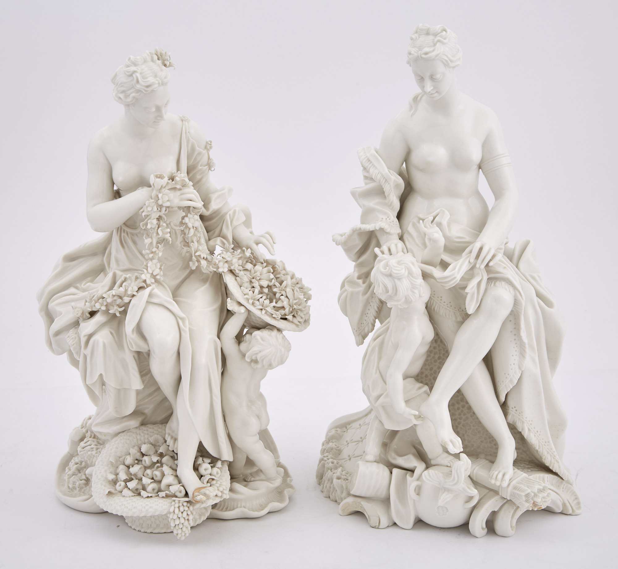 Lot image - Pair of Nymphenburg White Ground Porcelain Mythological Groups