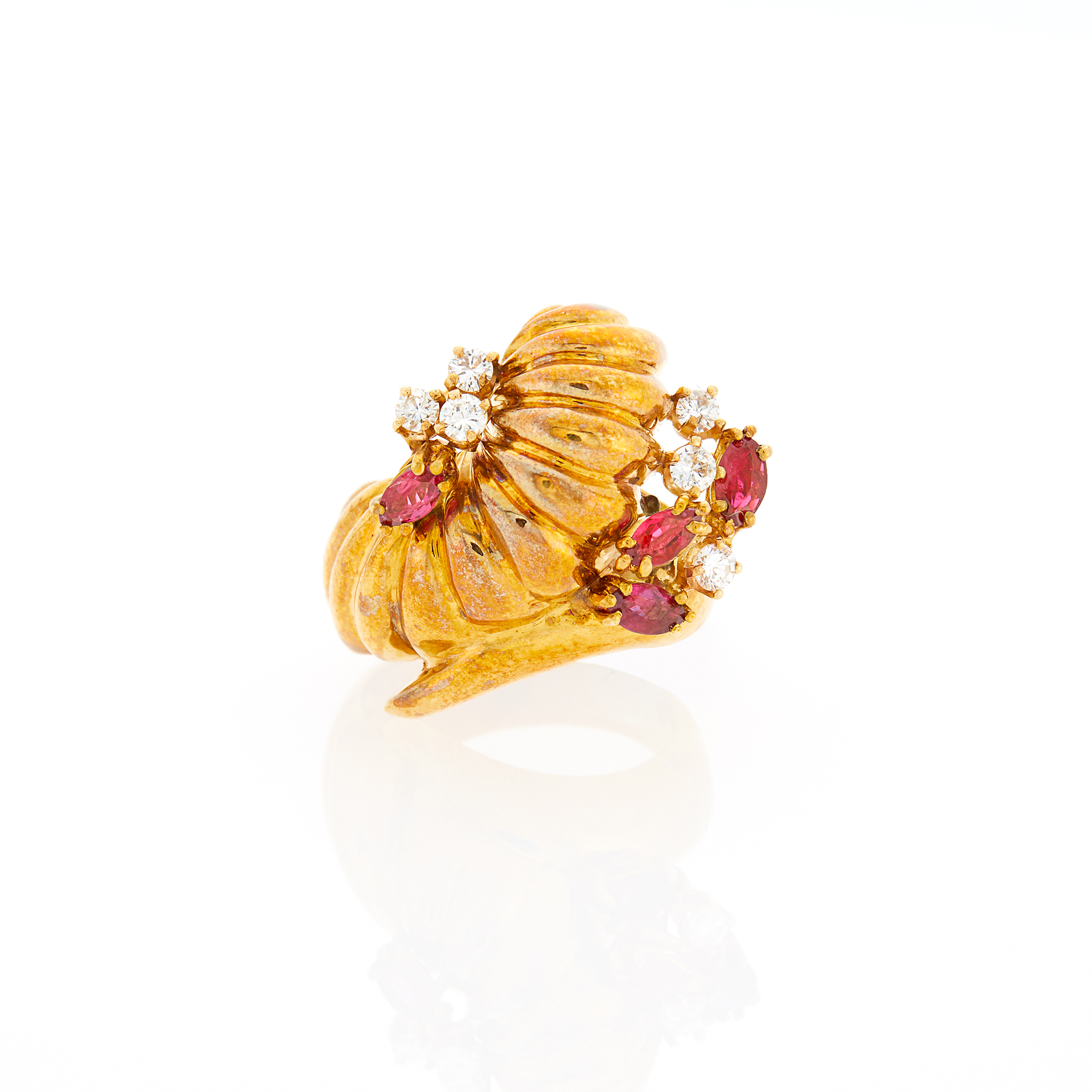 Lot image - Gold, Diamond and Ruby Ring