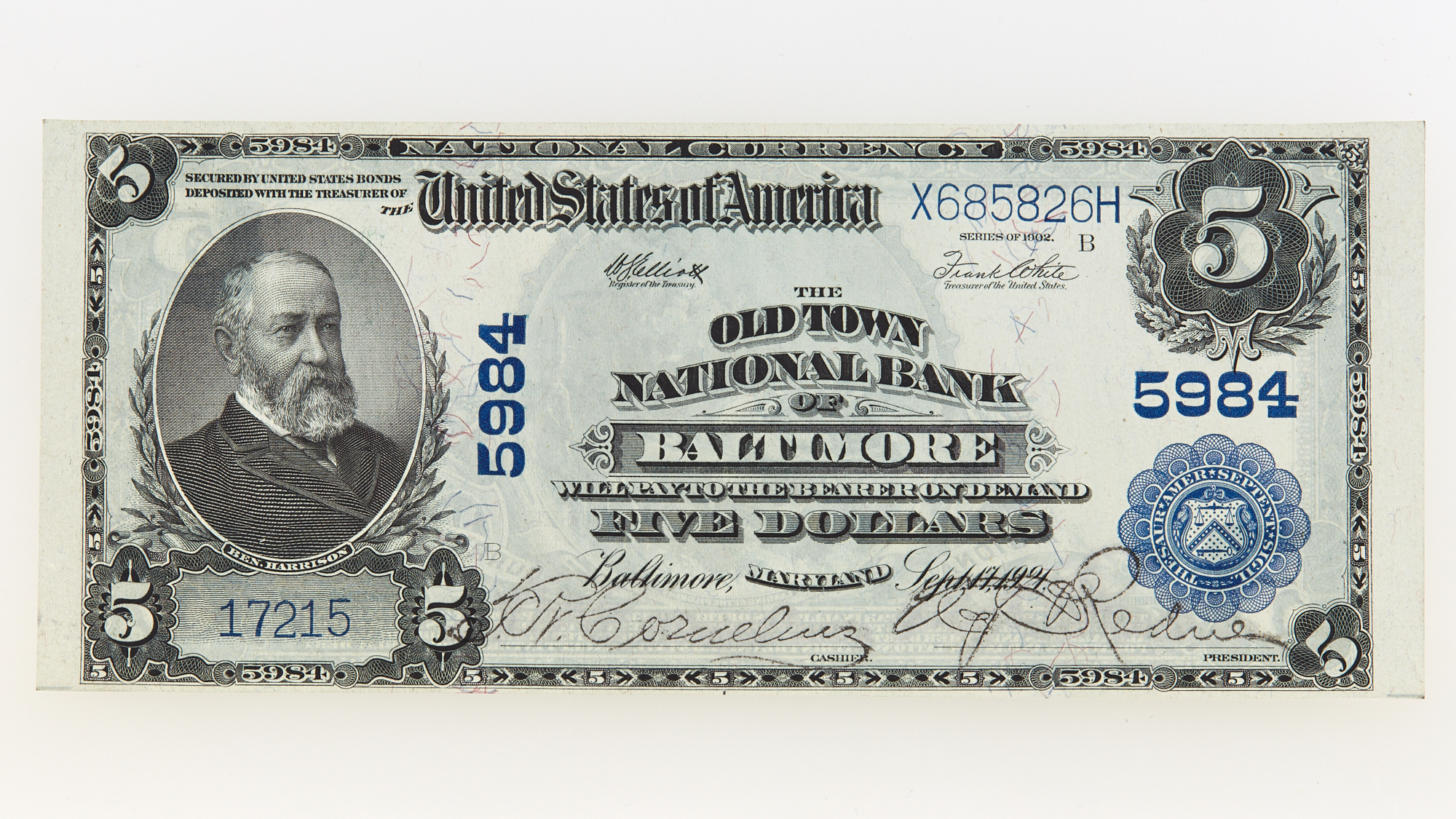 Lot image - United States Third Series National $5 Note Baltimore MD Fr. 608