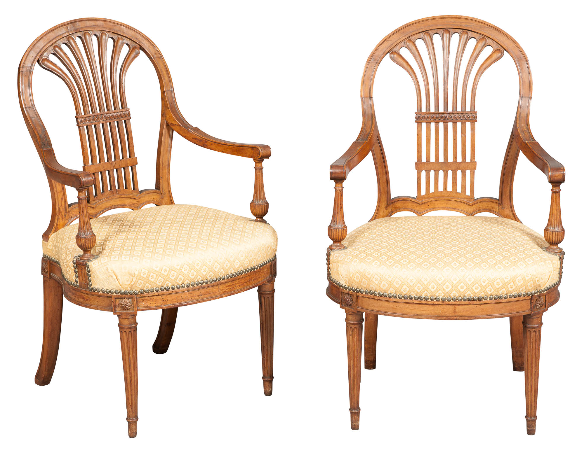 Lot image - Pair of Louis XVI Walnut Fauteuils à la Reine
