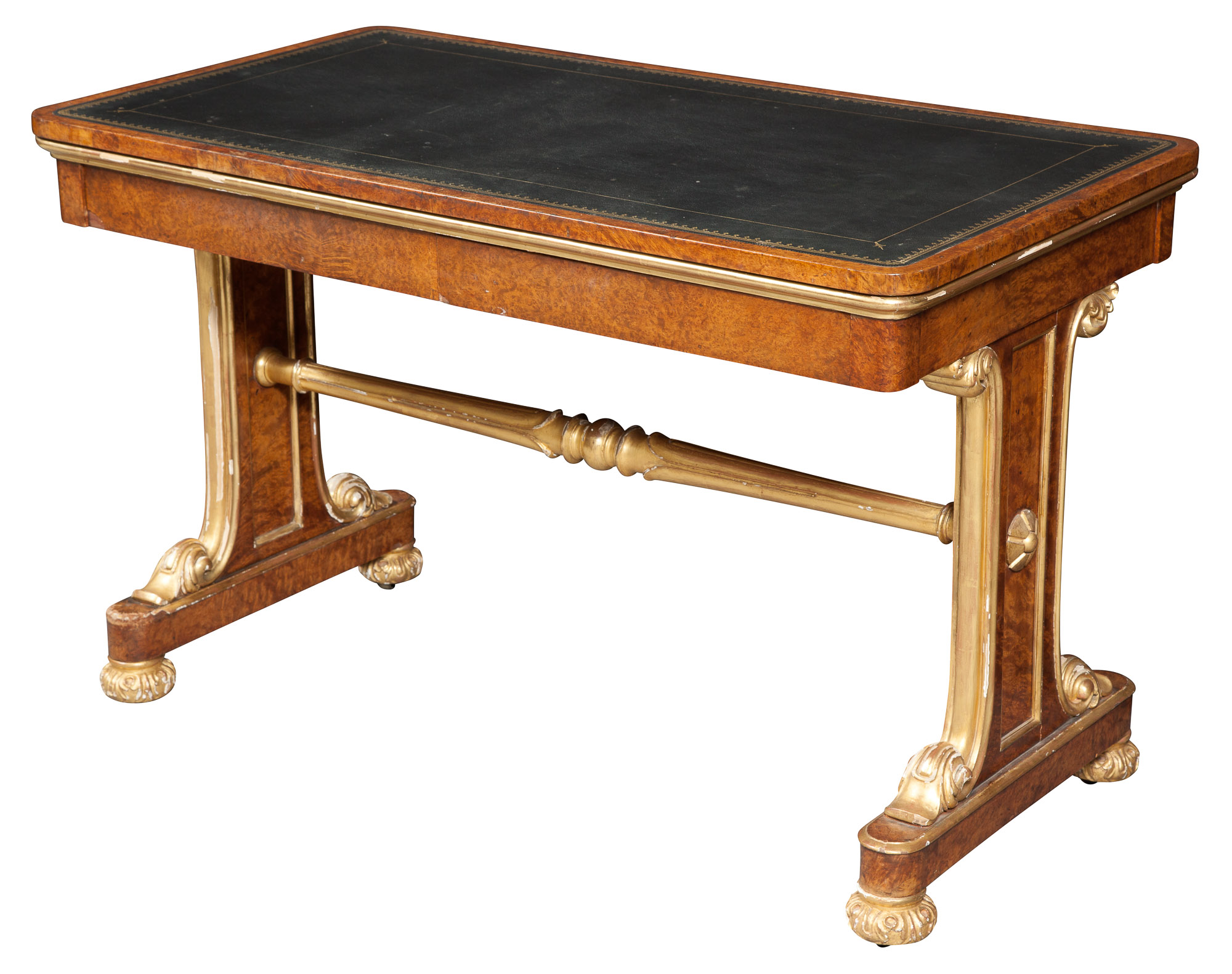 Lot image - George IV Amboyna and Parcel-Gilt Writing Table