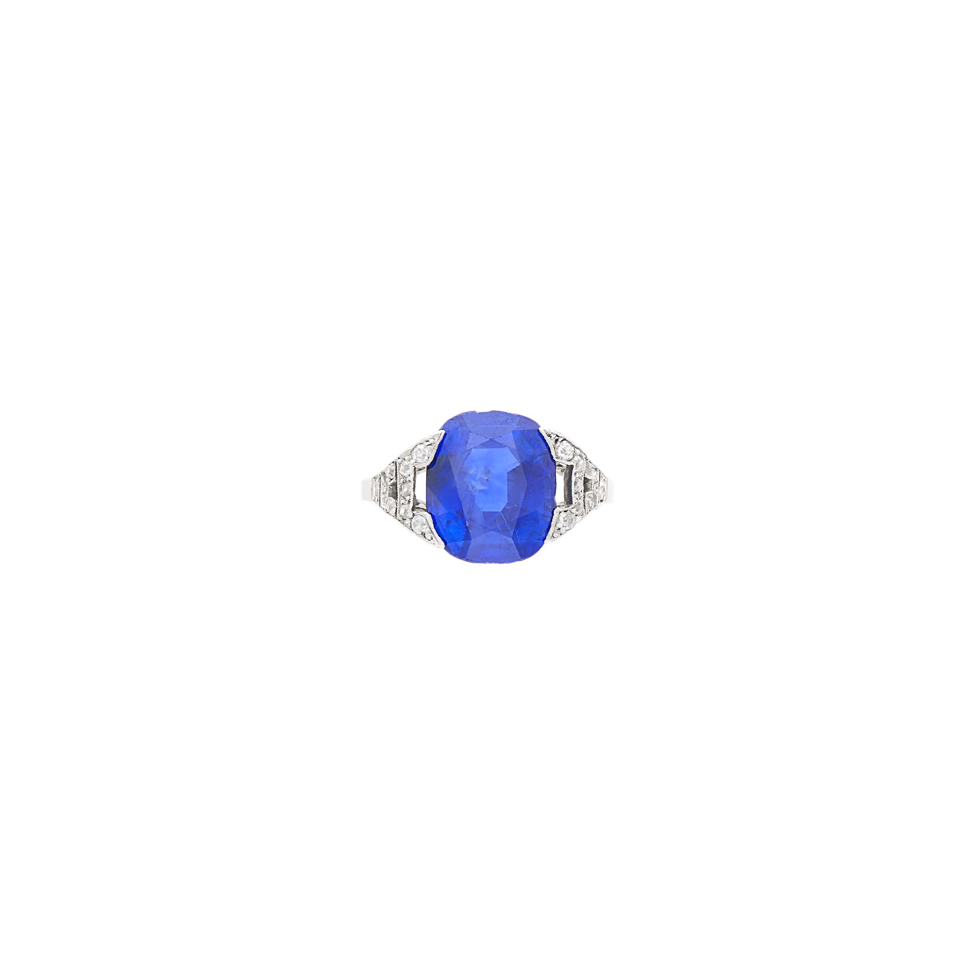 Lot image - Platinum, Sapphire and Diamond Ring, France