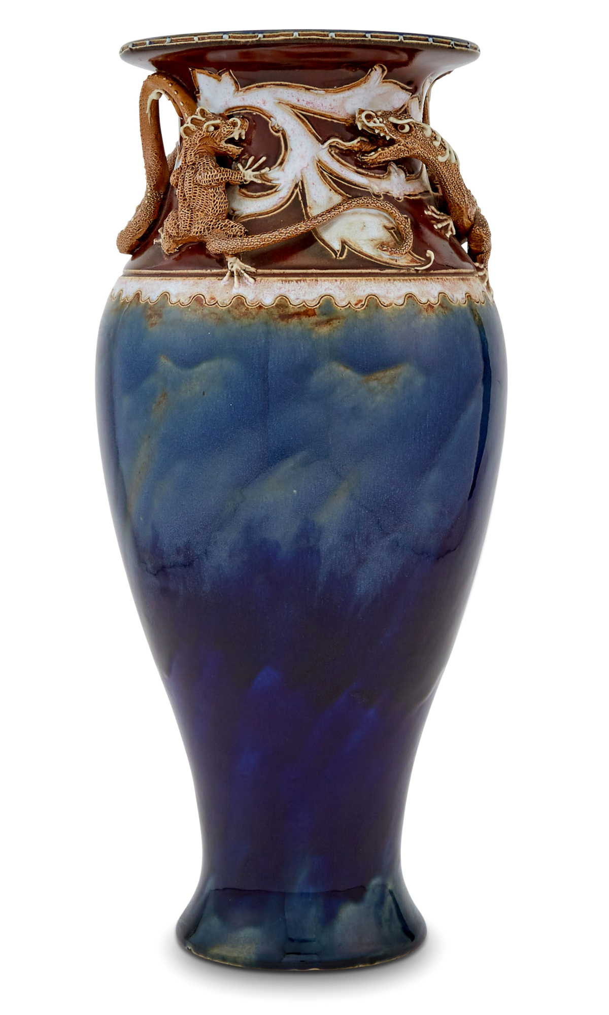 Lot image - Doulton Lambeth Stoneware Mythical Creatures Vase