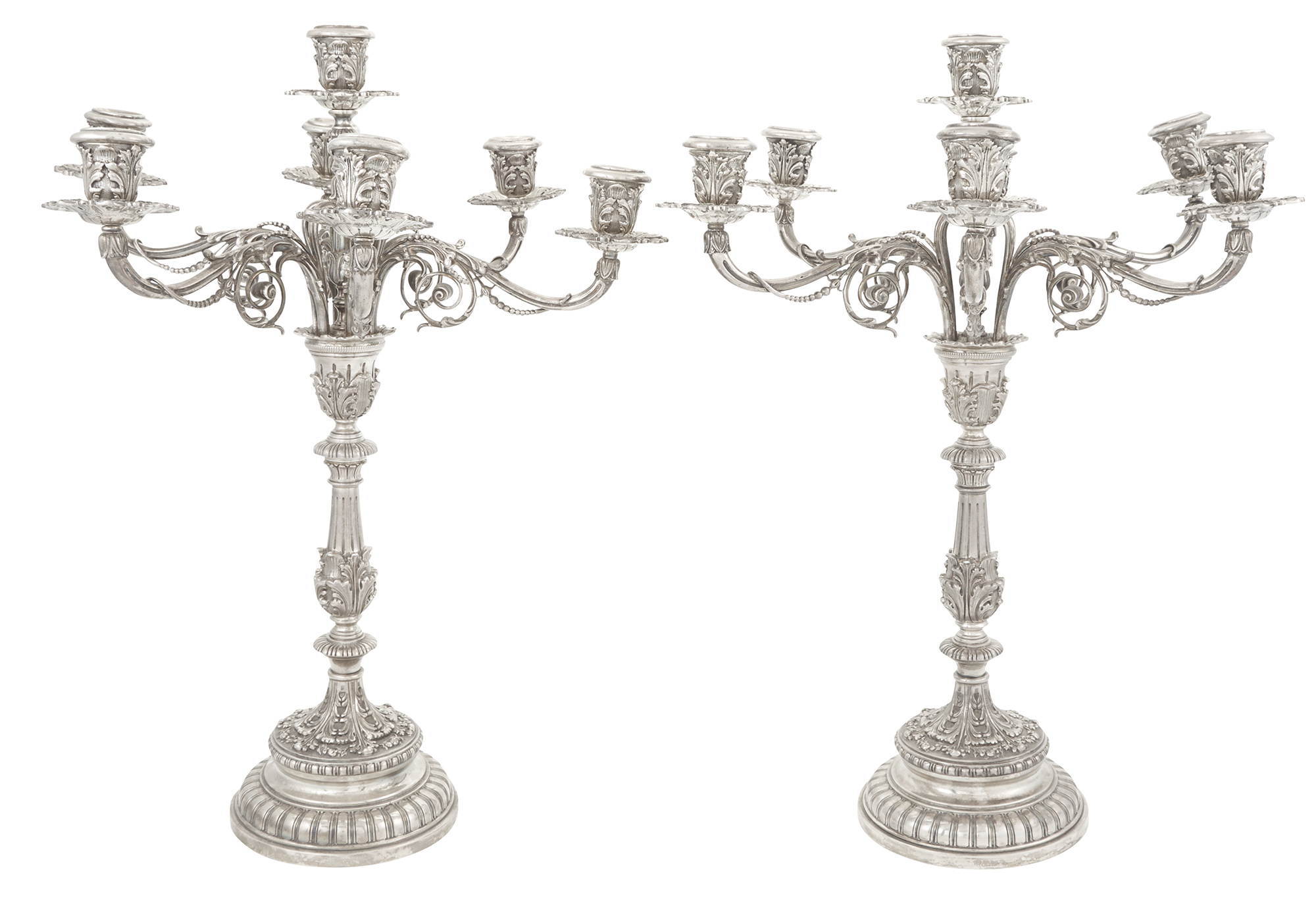 Lot image - Pair of Mario Buccellati Silver Seven-Light Candelabra