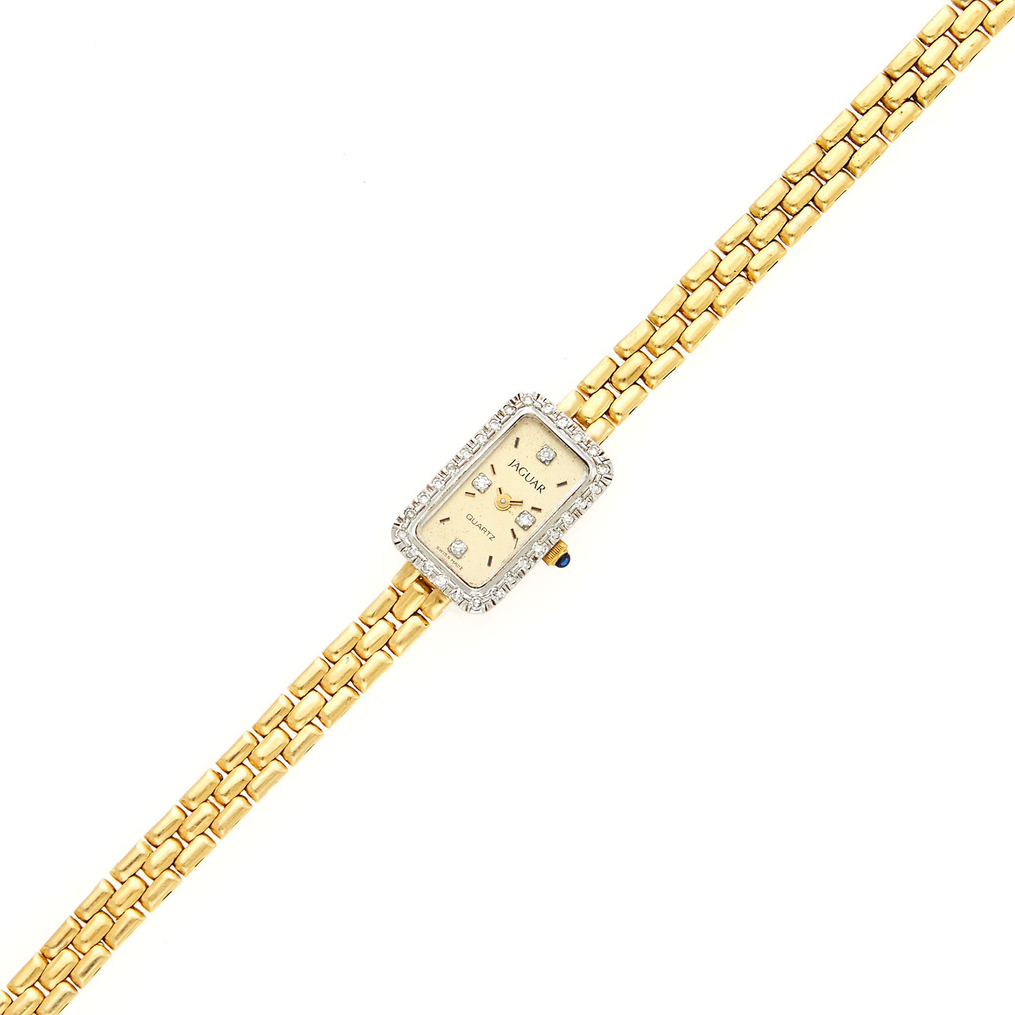 Lot image - Jaguar Two-Color Gold and Diamond Wristwatch